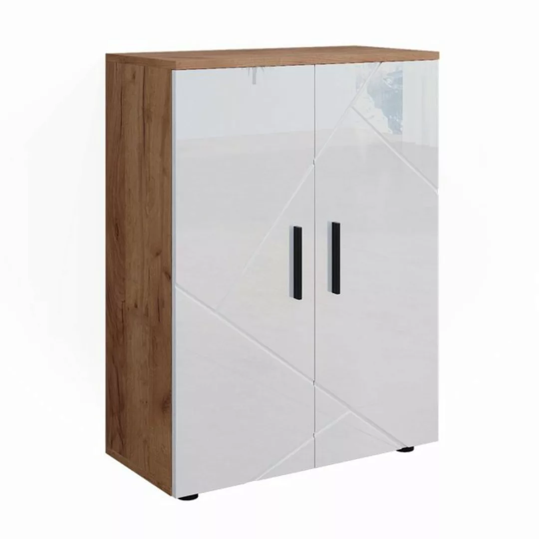 Vicco Midischrank Irma, Goldkraft Eiche/Weiß Hochglanz, 60 x 81 cm günstig online kaufen