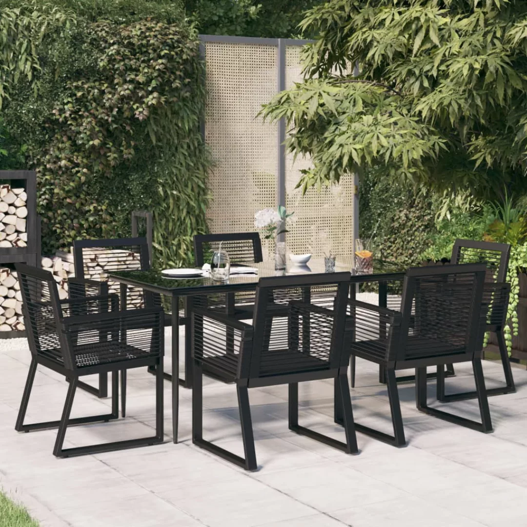 Vidaxl 7-tlg. Garten-essgruppe Schwarz Pvc-rattan günstig online kaufen