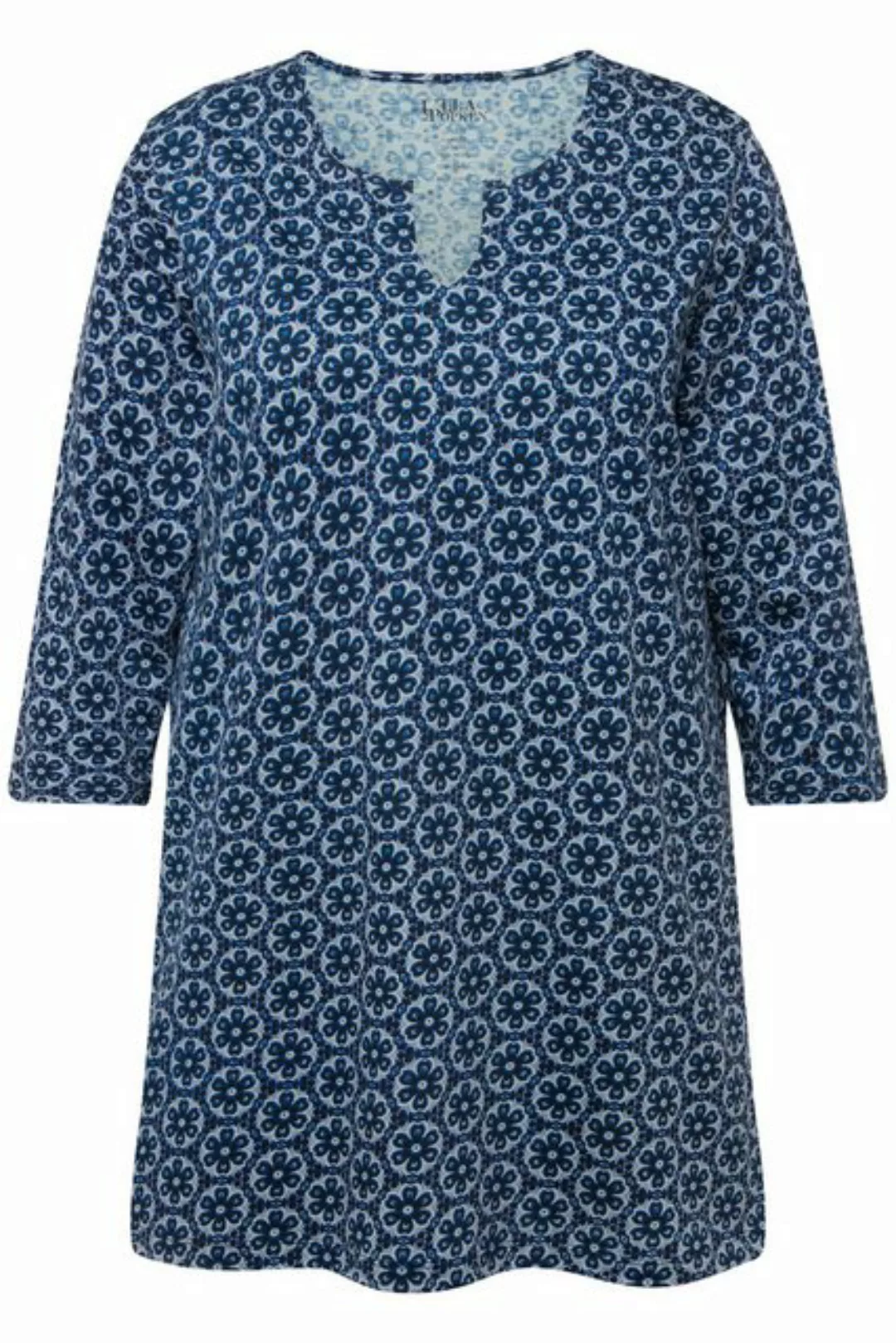 Ulla Popken Longshirt Longshirt Blüten Tunika-Ausschnitt 3/4-Arm günstig online kaufen