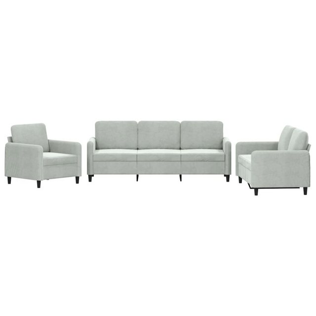 vidaXL Sofa Sofagarnitur Set mit Kissen Samt, 3-tlg., Hellgrau günstig online kaufen