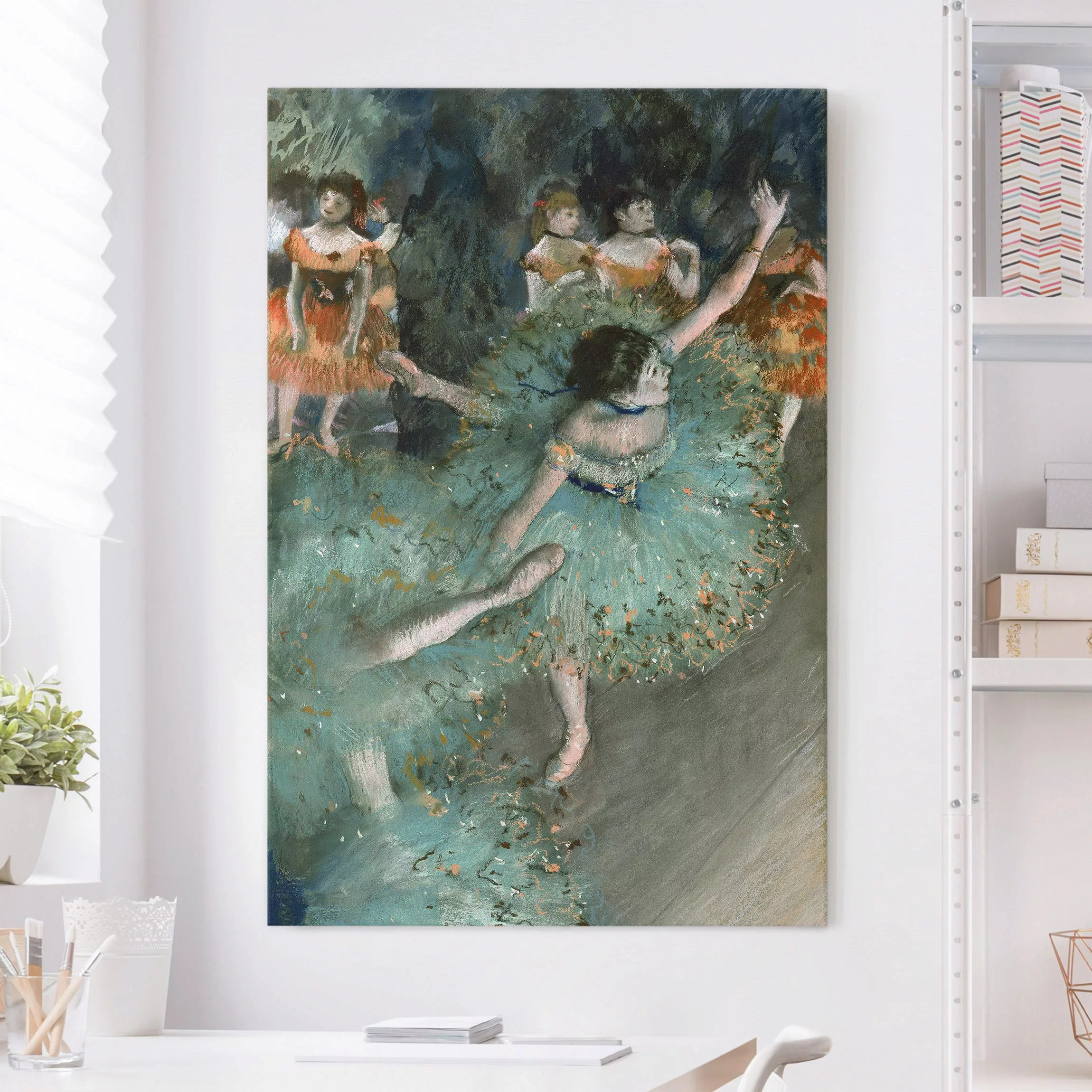 Leinwandbild Kunstdruck - Hochformat Edgar Degas - Tänzerinnen in Grün günstig online kaufen