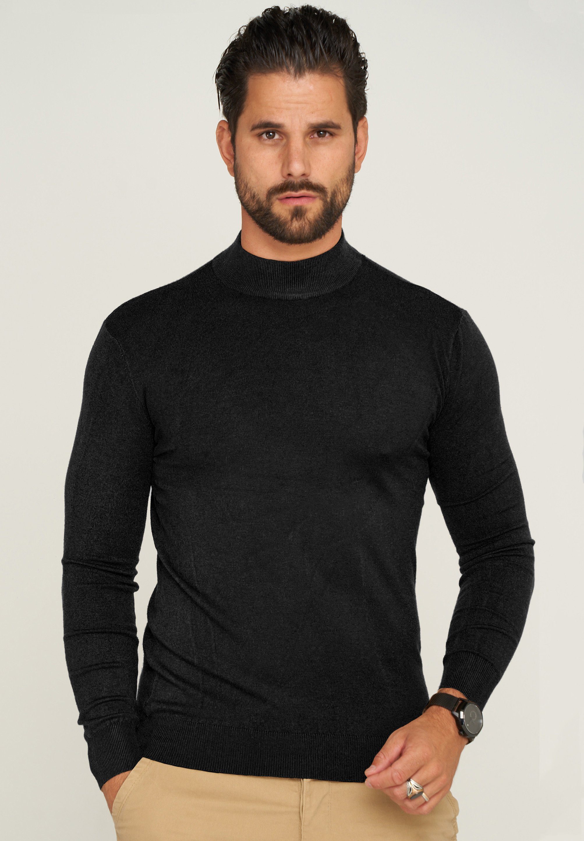 behype Rollkragenpullover BHFLORO Feinstrick Stehkragen-Pullover günstig online kaufen