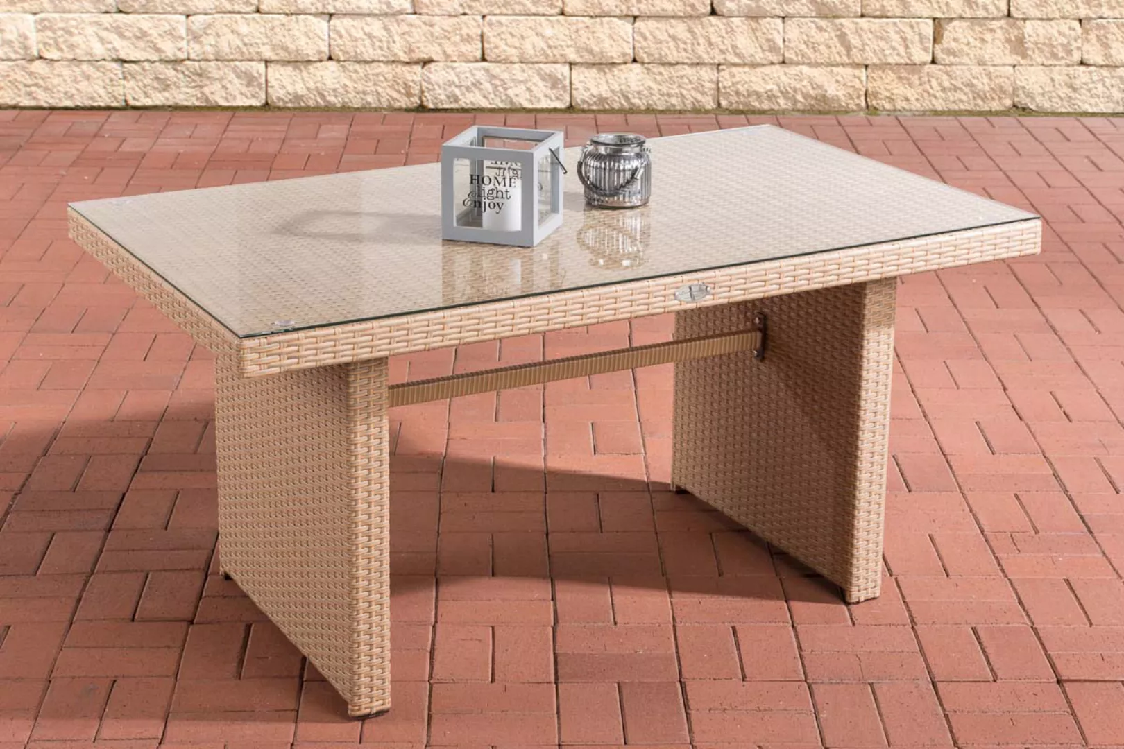 Polyrattan Tisch Fisolo 137 x 79 cm-sand günstig online kaufen