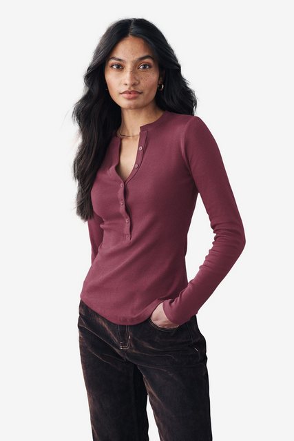 Next Langarmshirt Langärmeliges Henley-Oberteil mit Zierknopf (1-tlg) günstig online kaufen