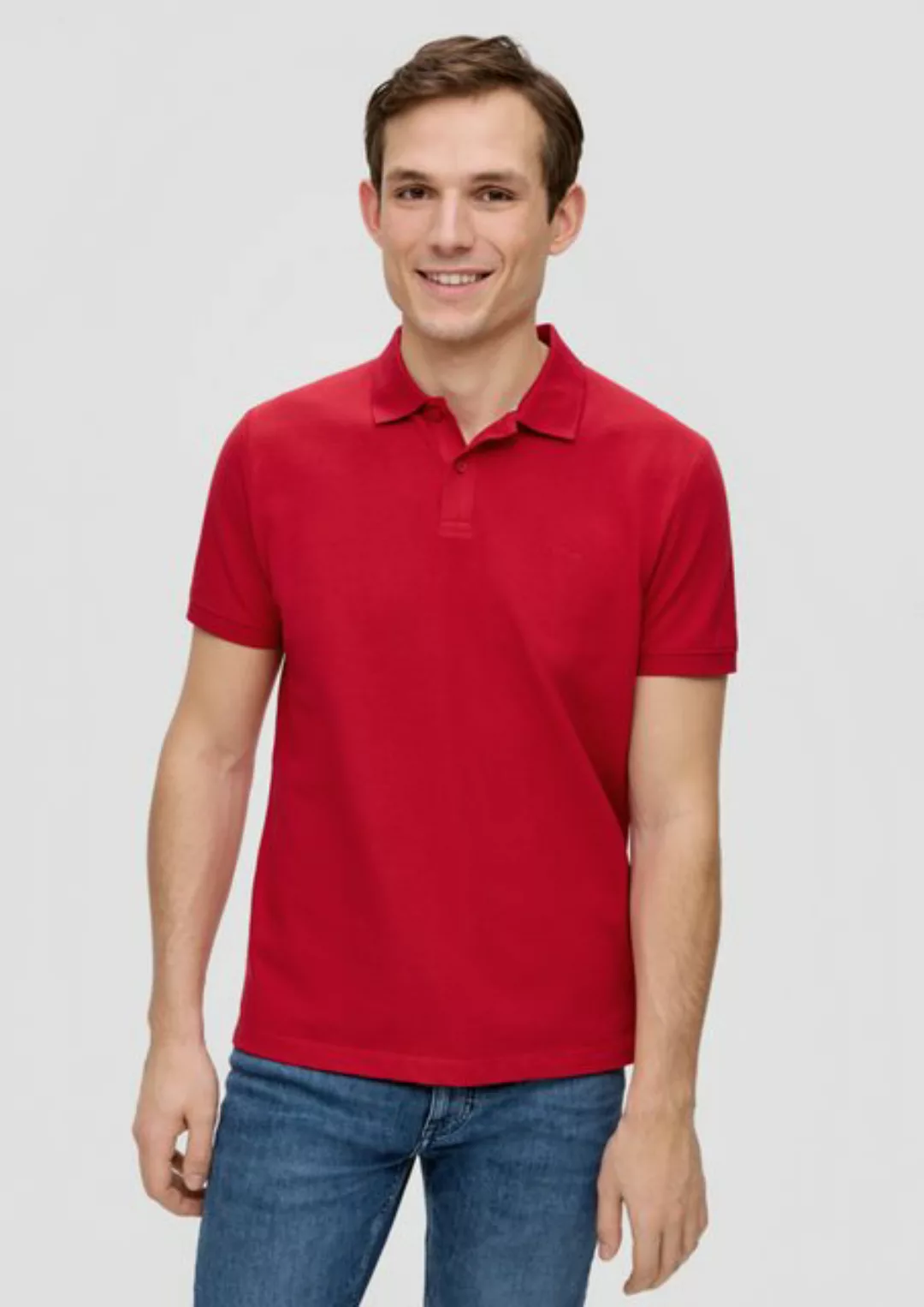 s.Oliver Kurzarmshirt Poloshirt aus Baumwollpiqué Logo günstig online kaufen