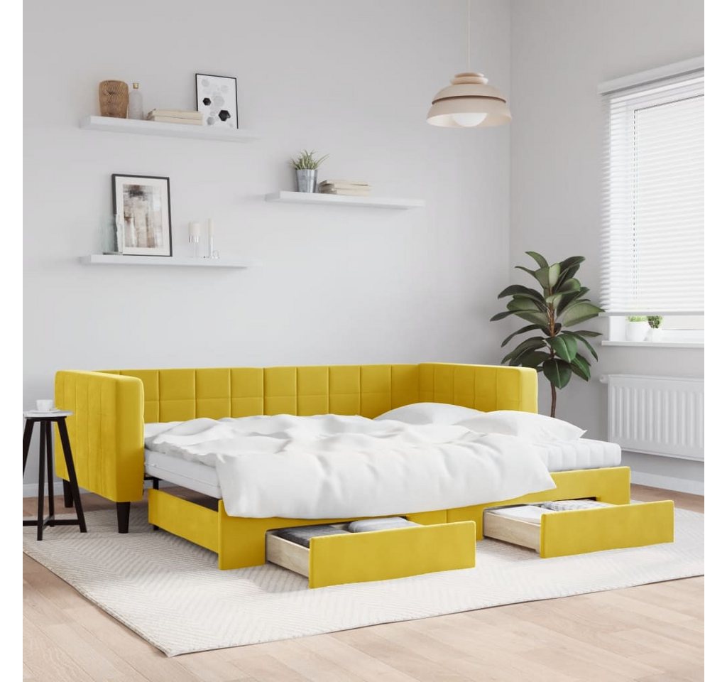 vidaXL Gästebett Gästebett Tagesbett Ausziehbar mit Schubladen Gelb 90x200 günstig online kaufen