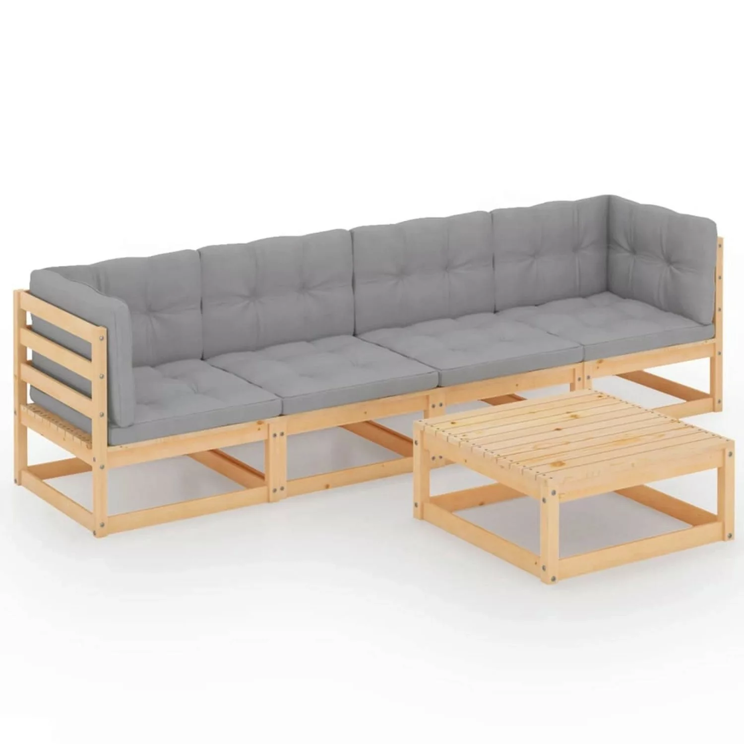 5-tlg. Garten-lounge-set Mit Kissen Kiefer Massivholz günstig online kaufen