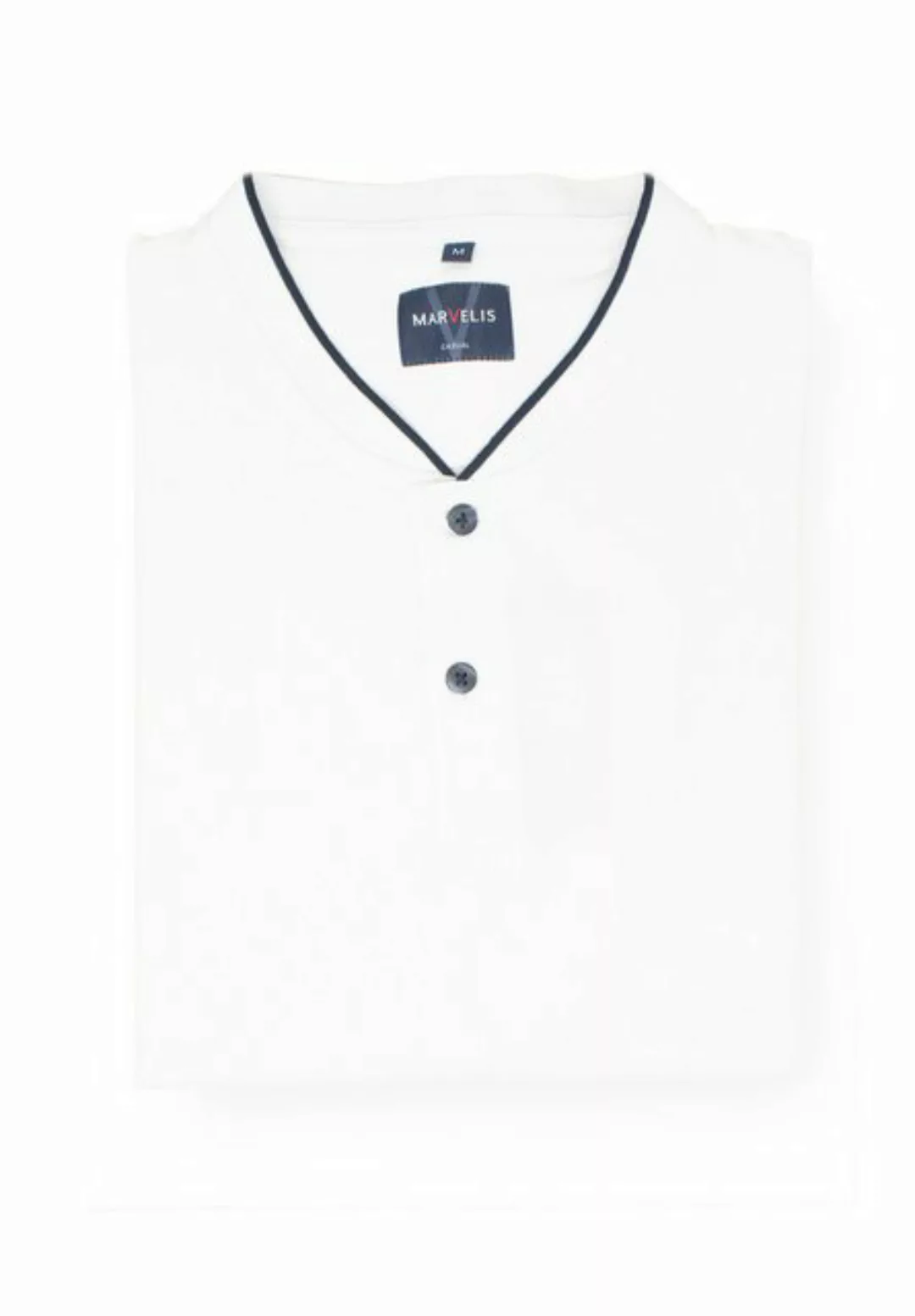 MARVELIS Poloshirt Poloshirt - Stehkragen - Einfarbig - Weiß günstig online kaufen