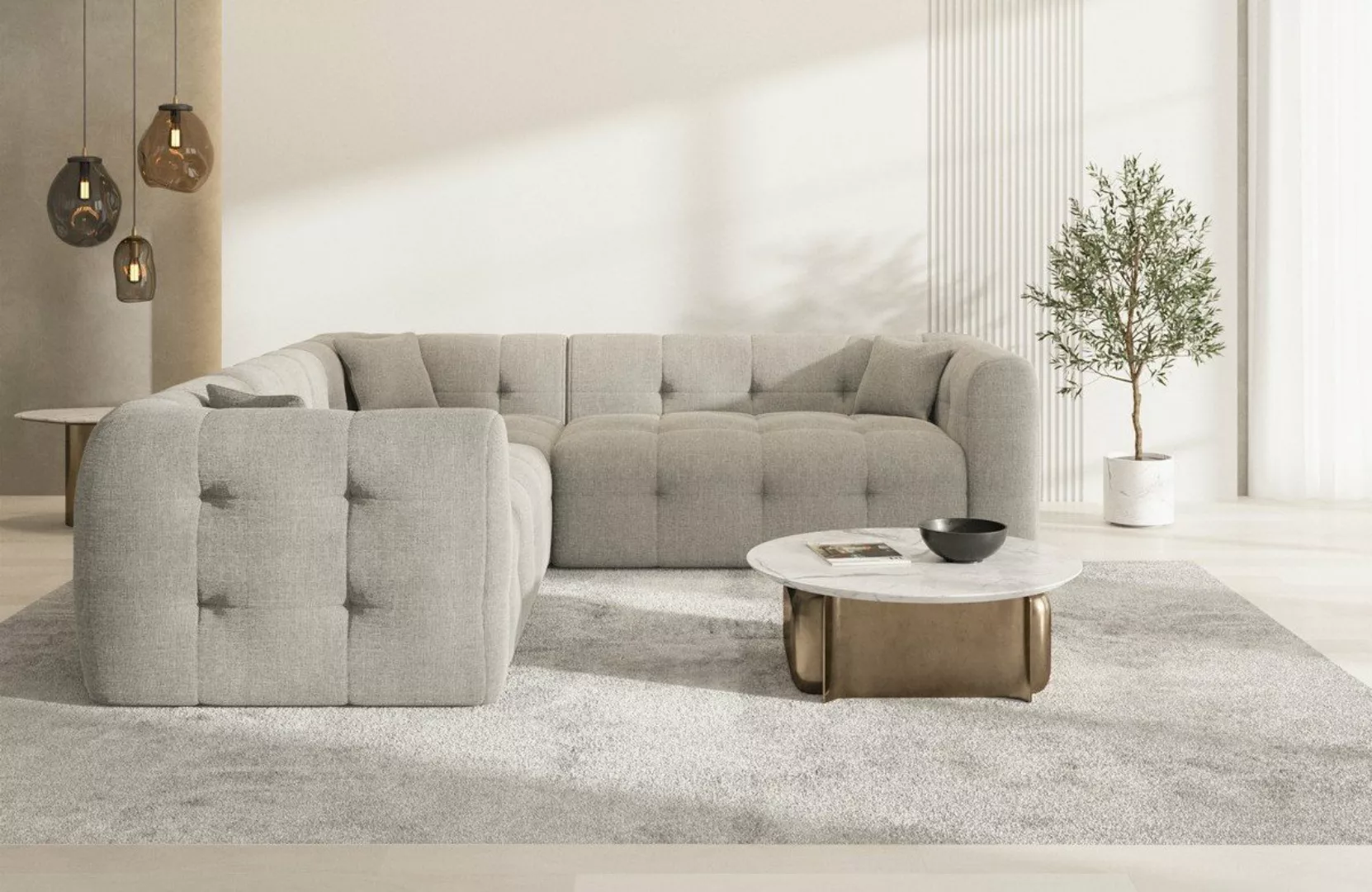 Sofa Dreams Ecksofa Sofa Polsterstoff Eckcouch Samt Lounge Couch Sevilla L günstig online kaufen