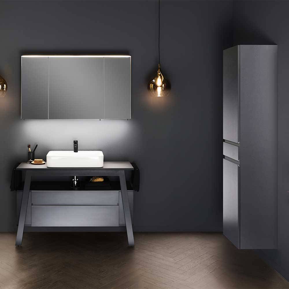 Badezimmermöbelset schwarz im Skandi Design Made in Germany (dreiteilig) günstig online kaufen
