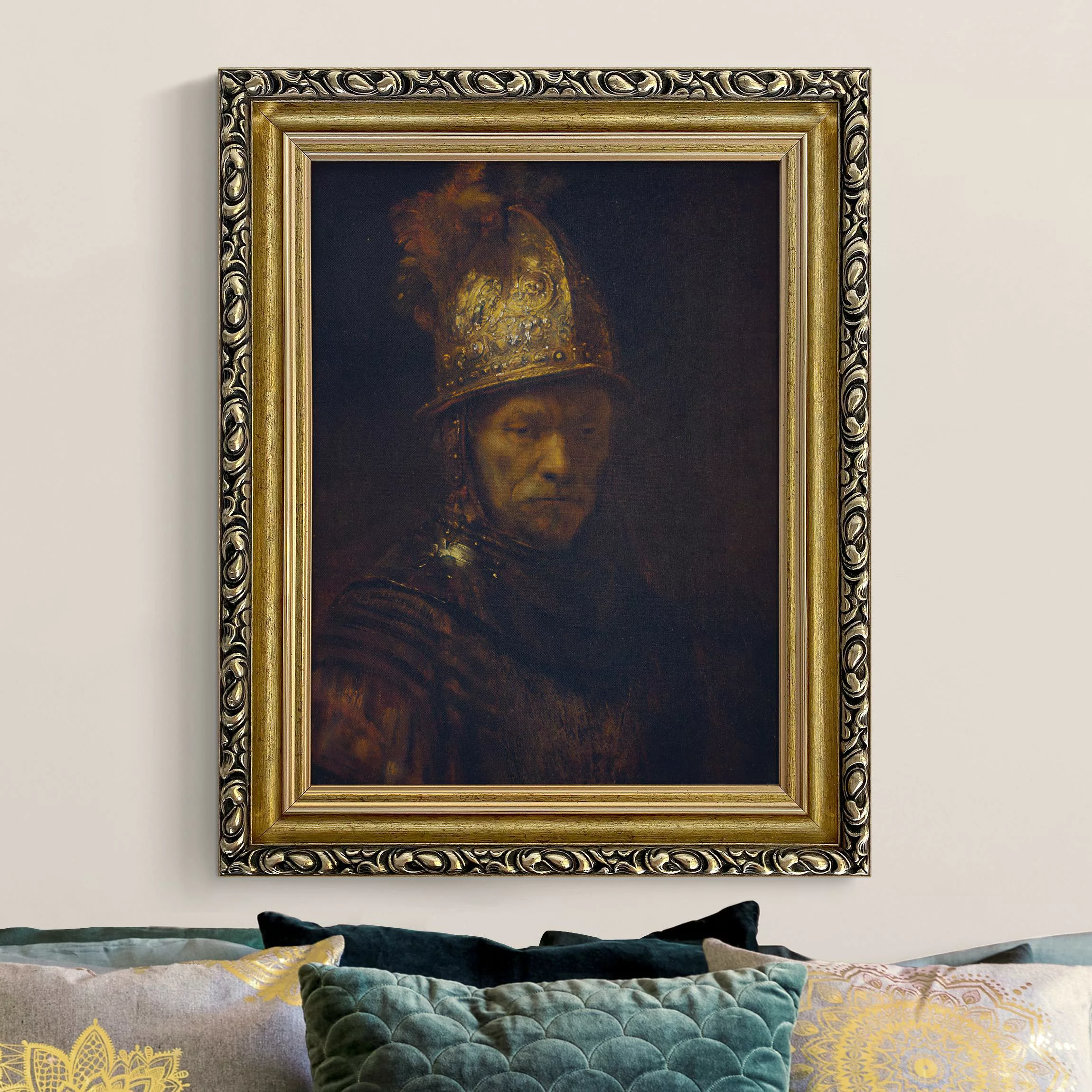 Gerahmtes Leinwandbild Rembrandt - Der Mann mit dem Goldhelm günstig online kaufen