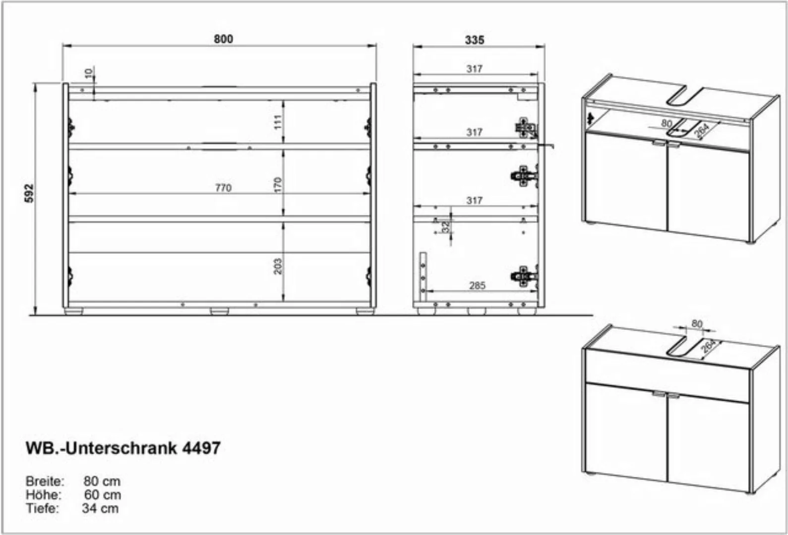 GERMANIA Midischrank "Forano", Schrank mit einer Schublade und zwei Türen günstig online kaufen
