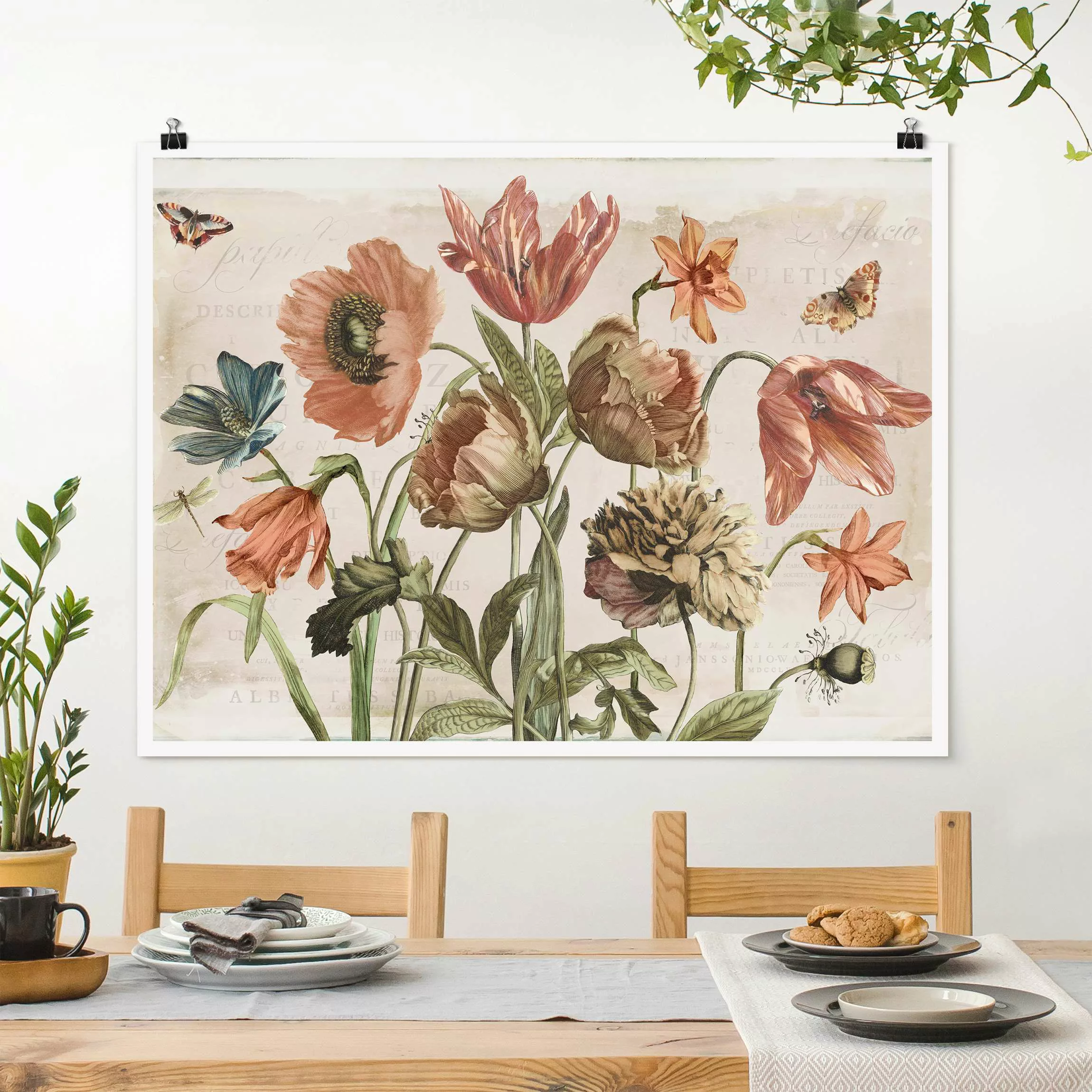 Poster Antiquarische Blüten günstig online kaufen