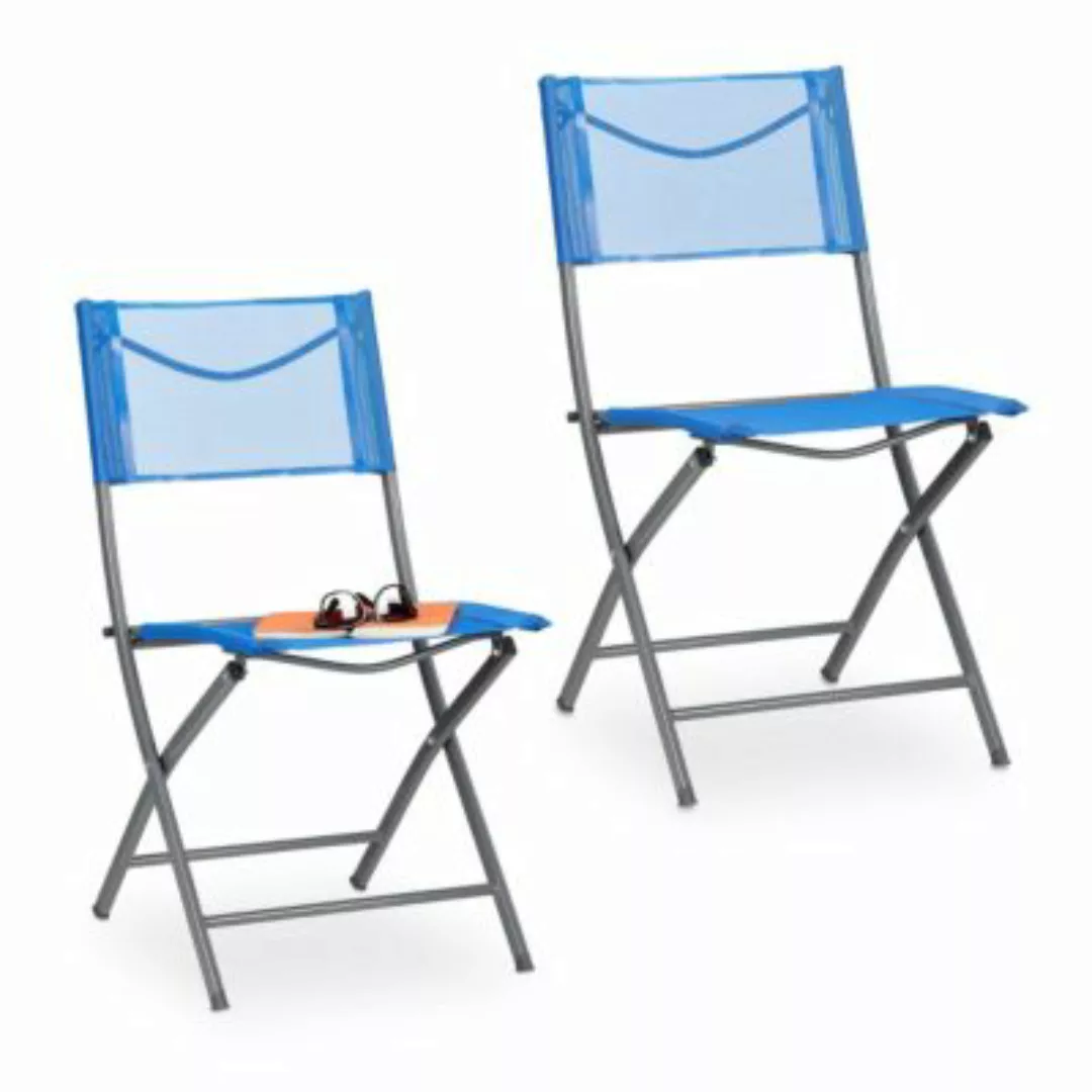 relaxdays Klappbarer Gartenstuhl 2er Set blau günstig online kaufen