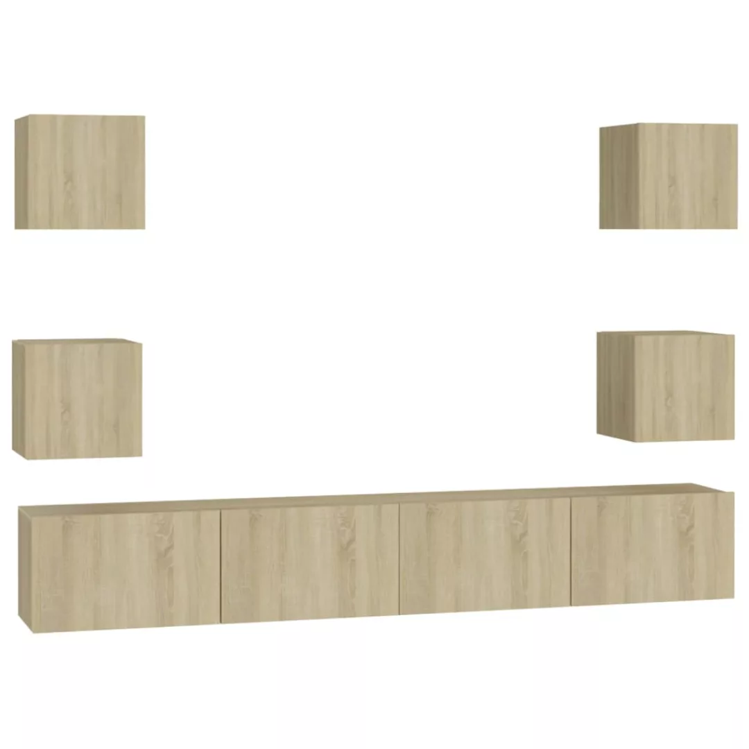 6-tlg. Tv-schrank-set Sonoma-eiche Spanplatte günstig online kaufen