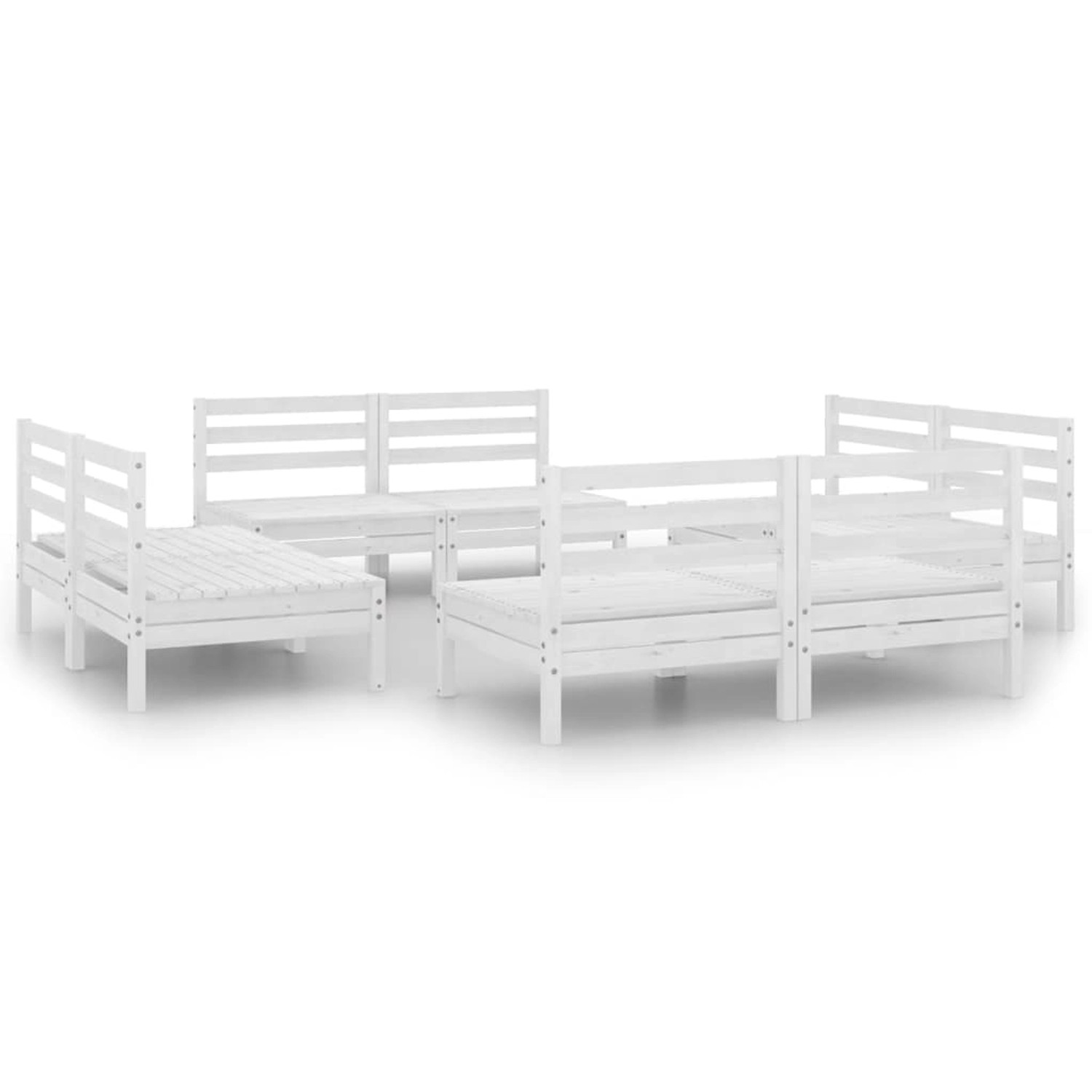 8-tlg. Garten-lounge-set Weiß Kiefer Massivholz günstig online kaufen