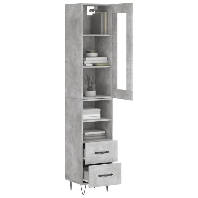 vidaXL Vitrine Highboard Betongrau 34,5x34x180 cm Spanplatte Glas Vitrine günstig online kaufen