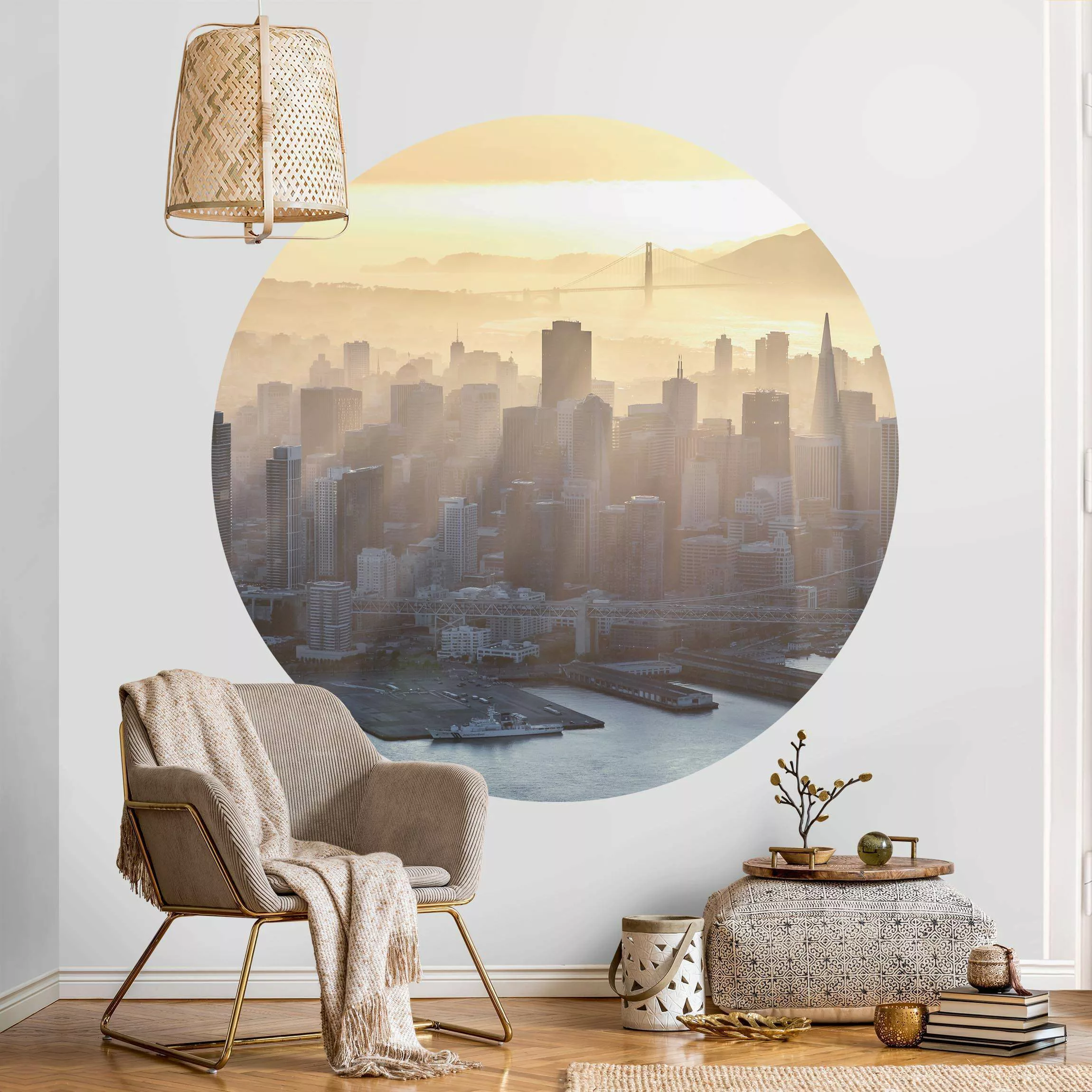 Runde Tapete selbstklebend San Francisco im Morgengrauen günstig online kaufen