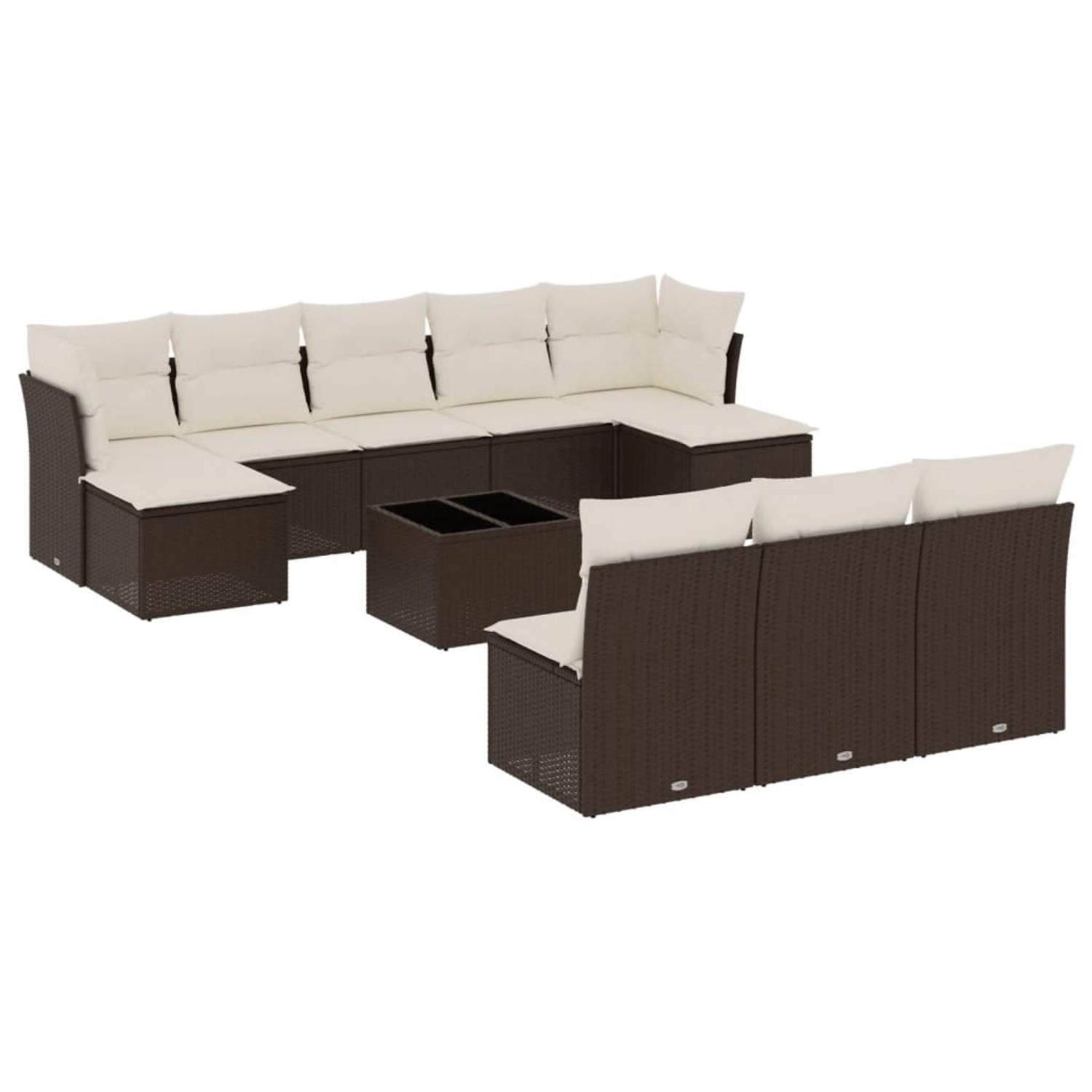 vidaXL 11-Tlg Garten-Sofagarnitur mit Kissen Braun Poly Rattan 3218303 günstig online kaufen