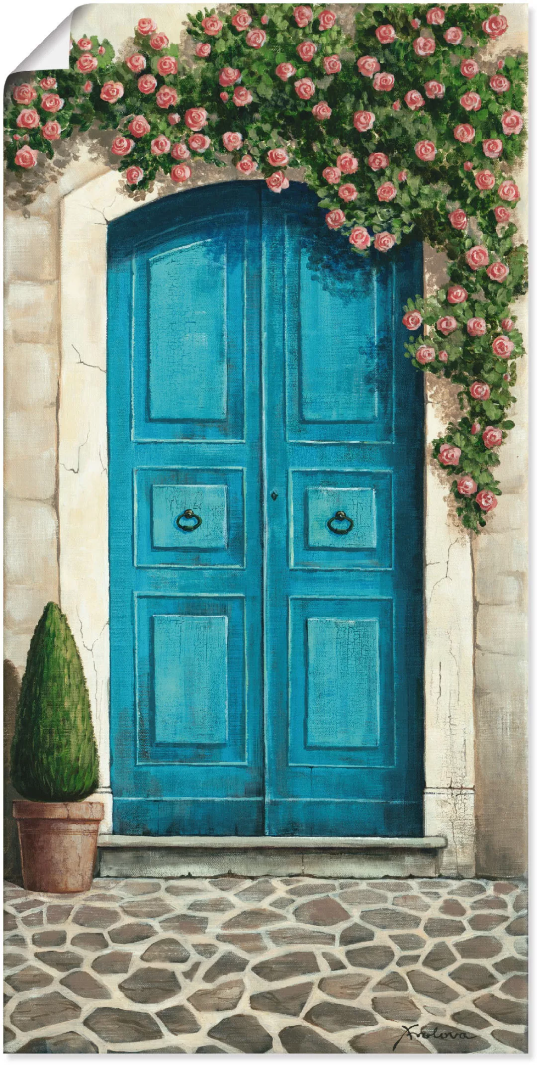 Artland Wandbild »Blaue Tür mit Kletterrosen«, Fenster & Türen, (1 St.), al günstig online kaufen