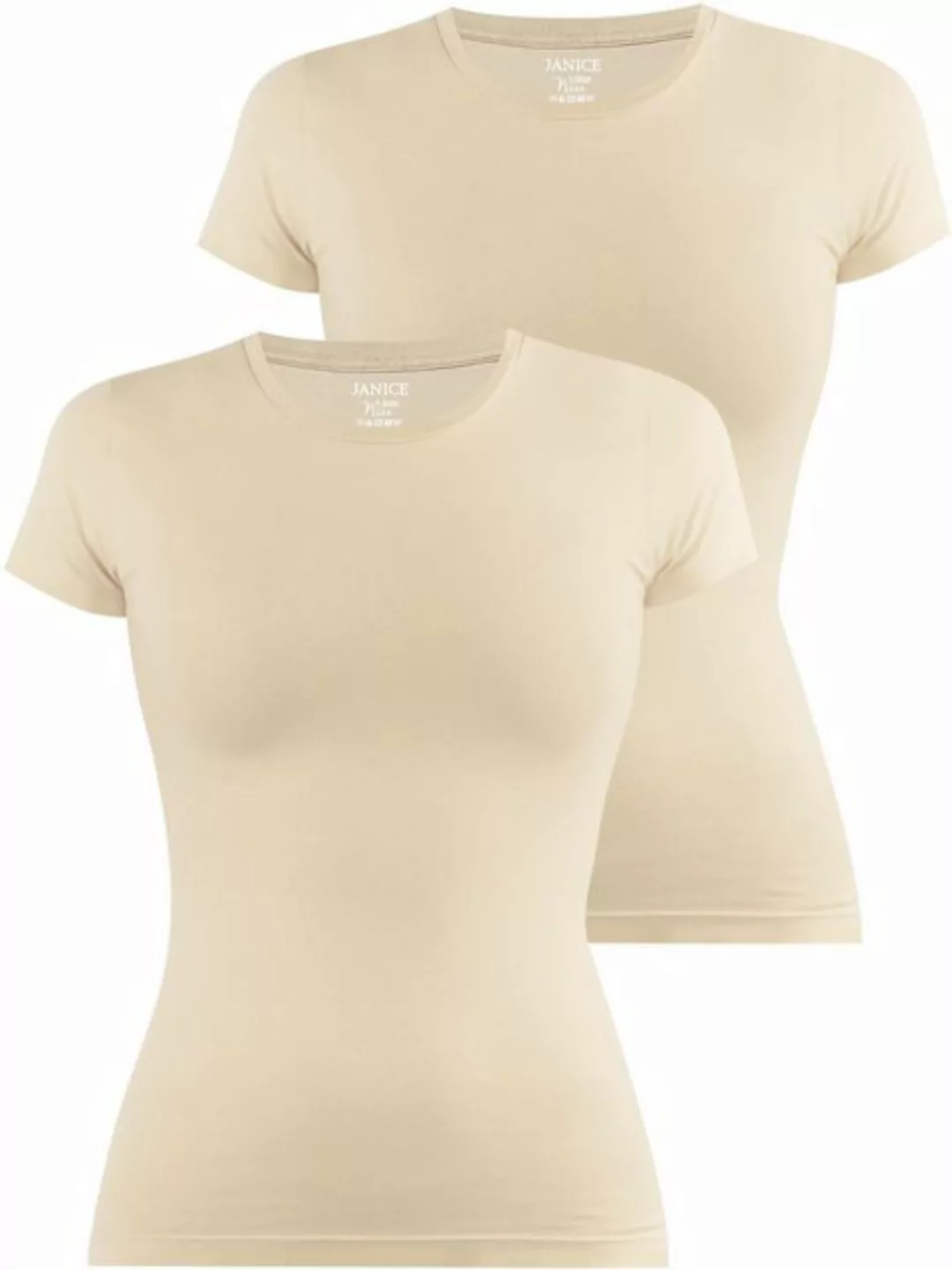 Janice Kurzarmshirt 2 x Damen T-Shirt hochgeschlossen Nice Figurbetontes Sh günstig online kaufen