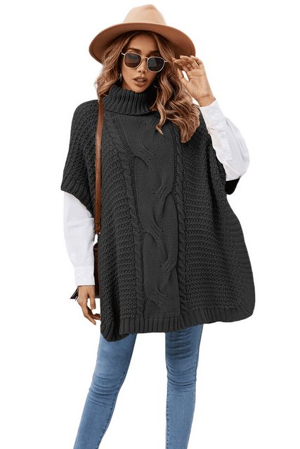 Nebelmeer Strickpullover Rollkragen Poncho Damen Strickpullover Damen Locke günstig online kaufen