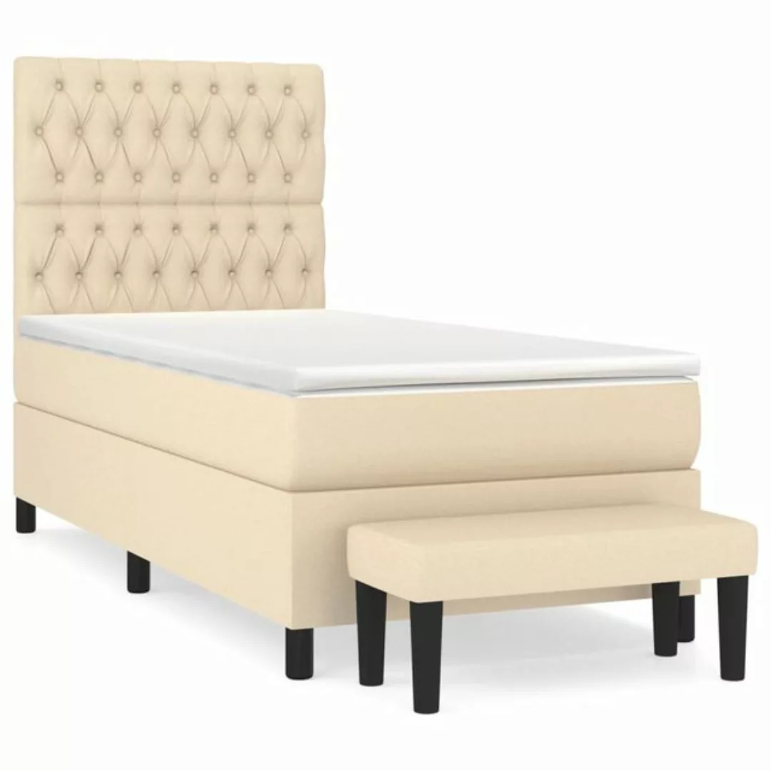 vidaXL Boxspringbett Boxspringbett mit Matratze Creme 90x200 cm Stoff Bett günstig online kaufen