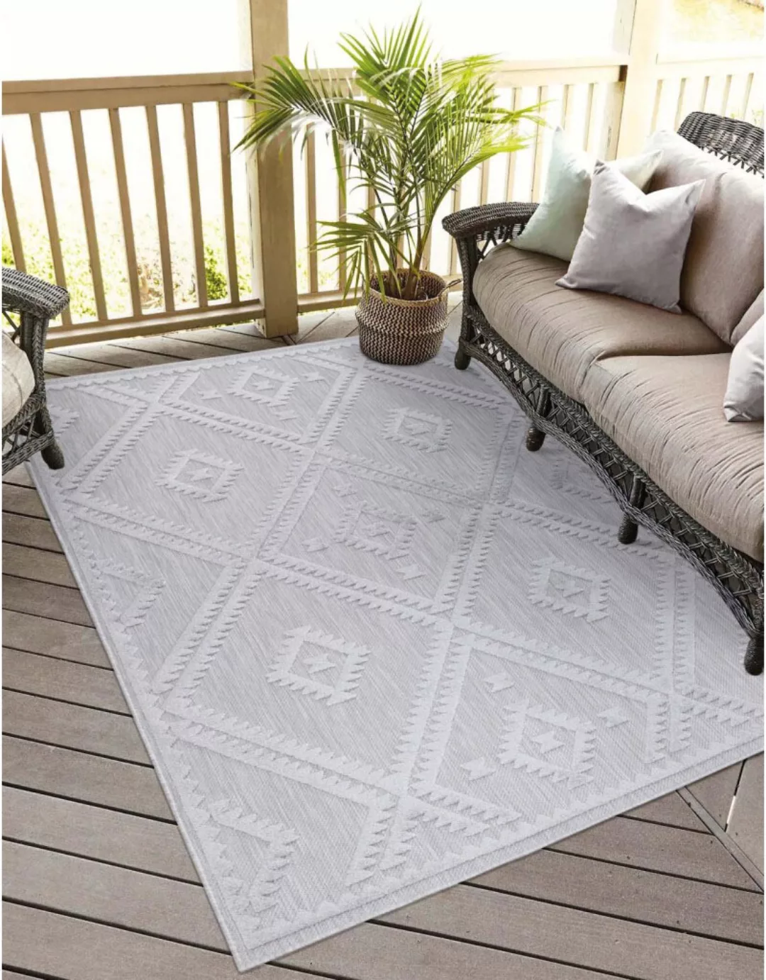 Carpet City Teppich »In-& Outdoorteppich Santorini 454, 3D-Effekt, Raute-Op günstig online kaufen