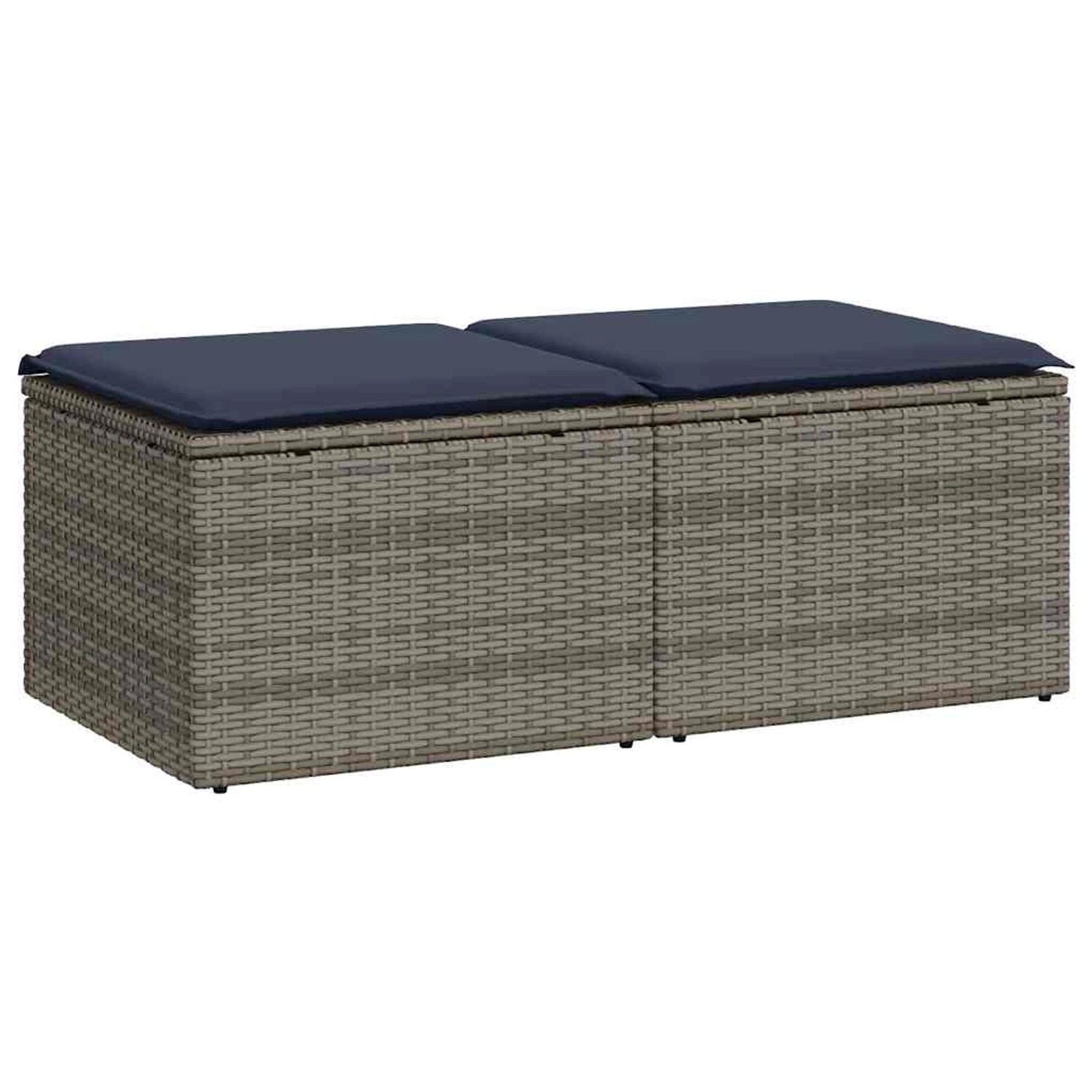 vidaXL 2-Tlg Garten-Sofagarnitur mit Kissen Grau Poly Rattan Akazie 3328664 günstig online kaufen