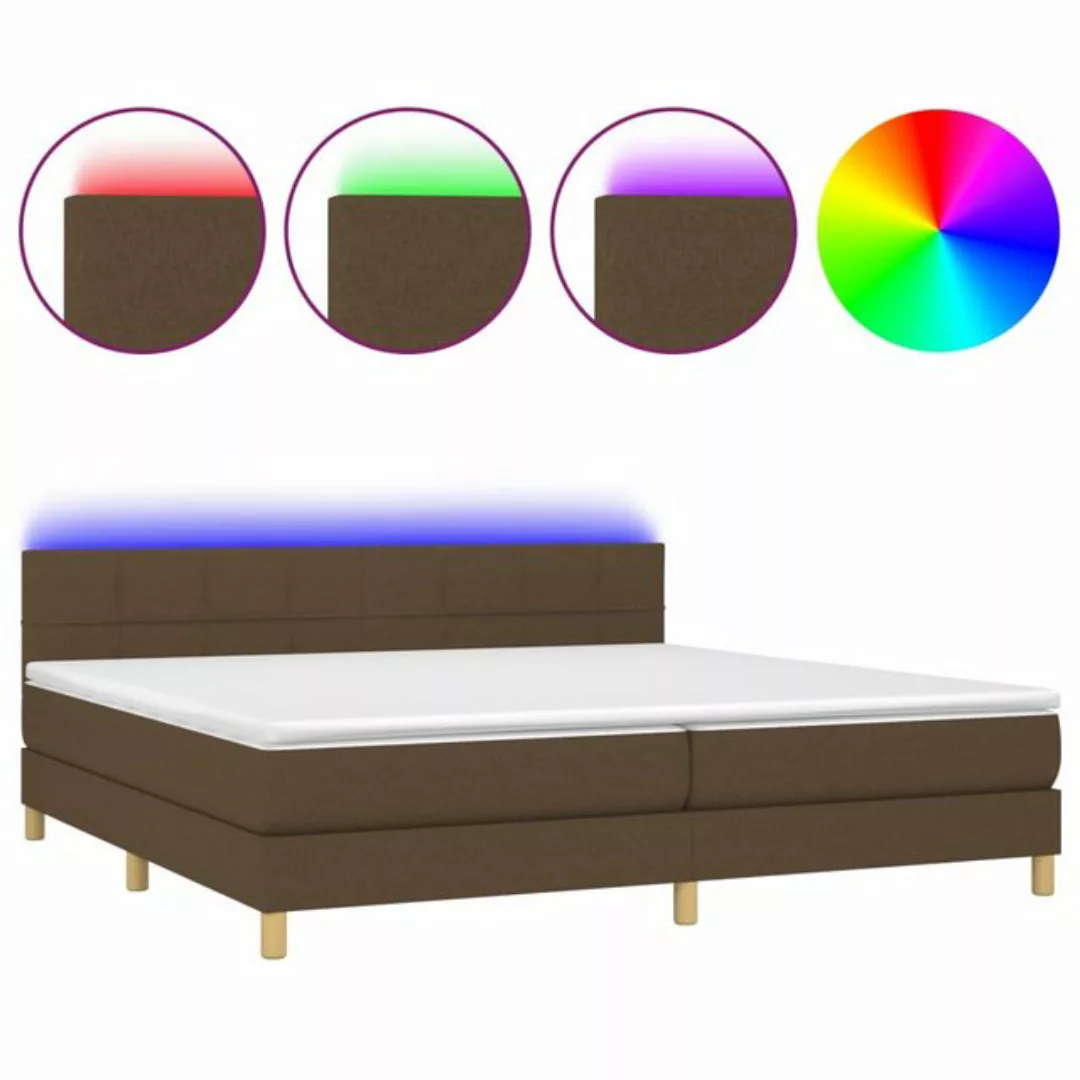 vidaXL Boxspringbett Boxspringbett mit Matratze LED Dunkelbraun 200x200 cm günstig online kaufen