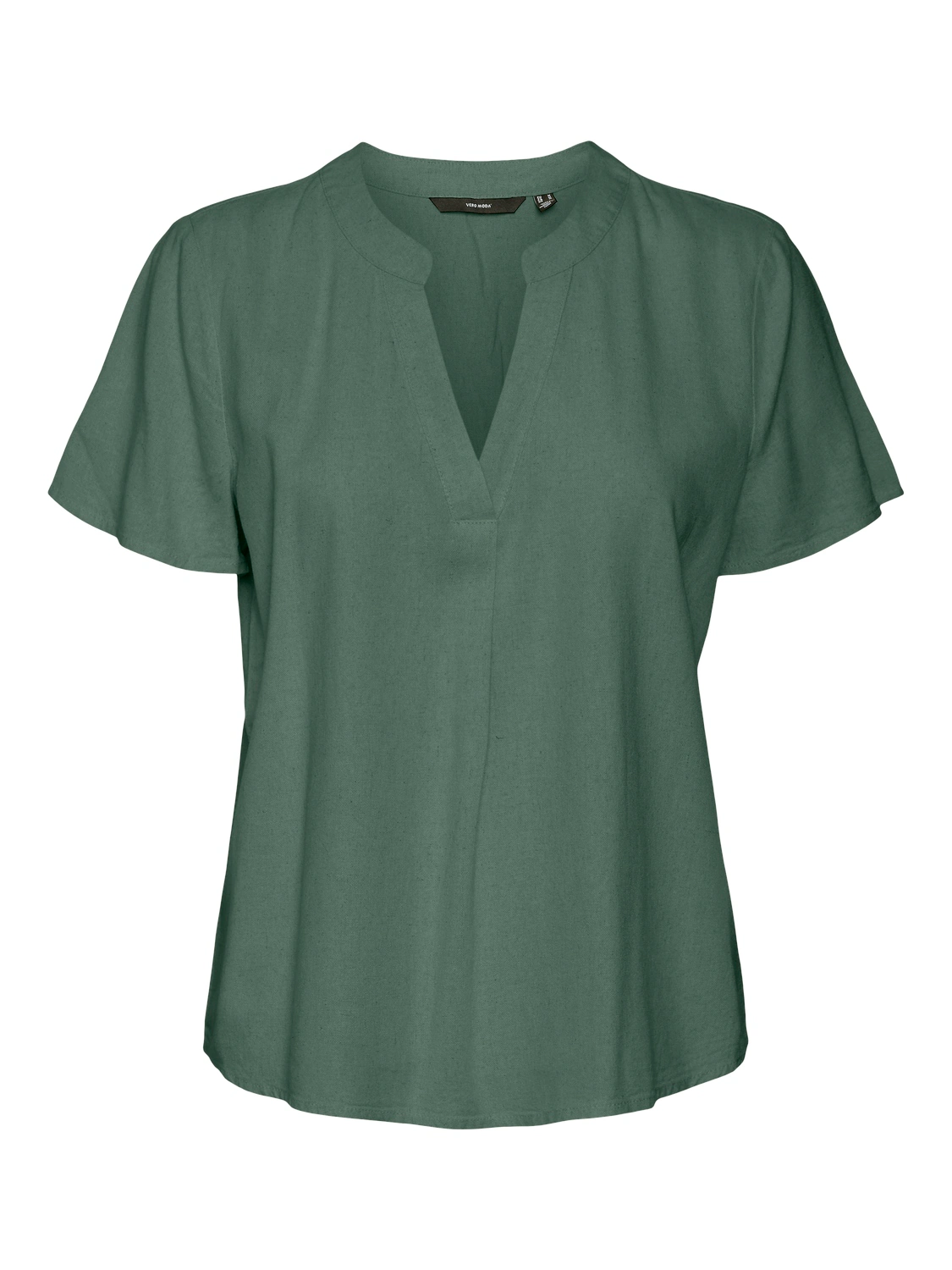 Vero Moda Blusenshirt "VMMYMILO SS V-NECK TOP WVN GA", mit Leinen günstig online kaufen