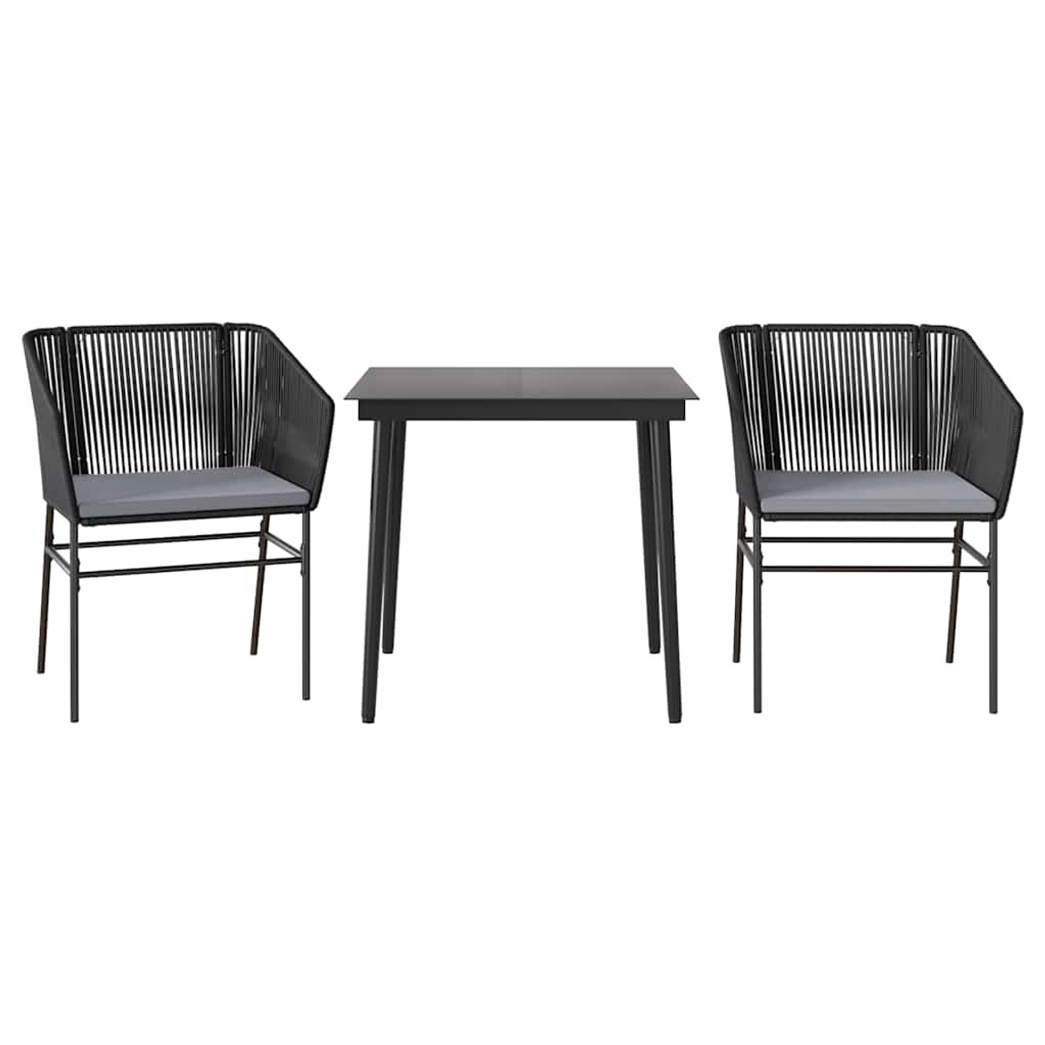 vidaXL 3-Tlg Garten-Essgruppe mit Kissen Schwarz Poly Rattan Glas 3334513 günstig online kaufen