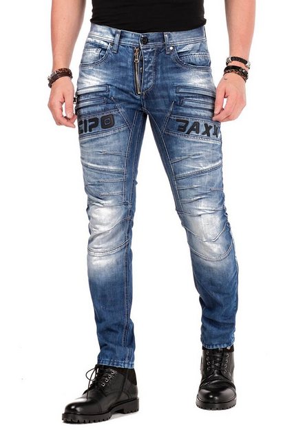 Cipo & Baxx Slim-fit-Jeans mit dekorativer Reißverschluss günstig online kaufen