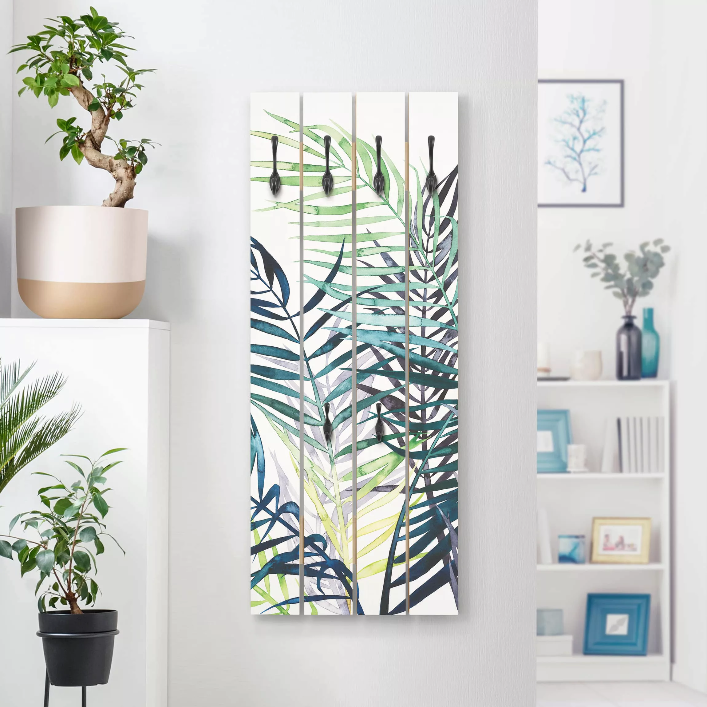 Wandgarderobe Holzpalette Botanik & Tropical Exotisches Blattwerk - Palme günstig online kaufen