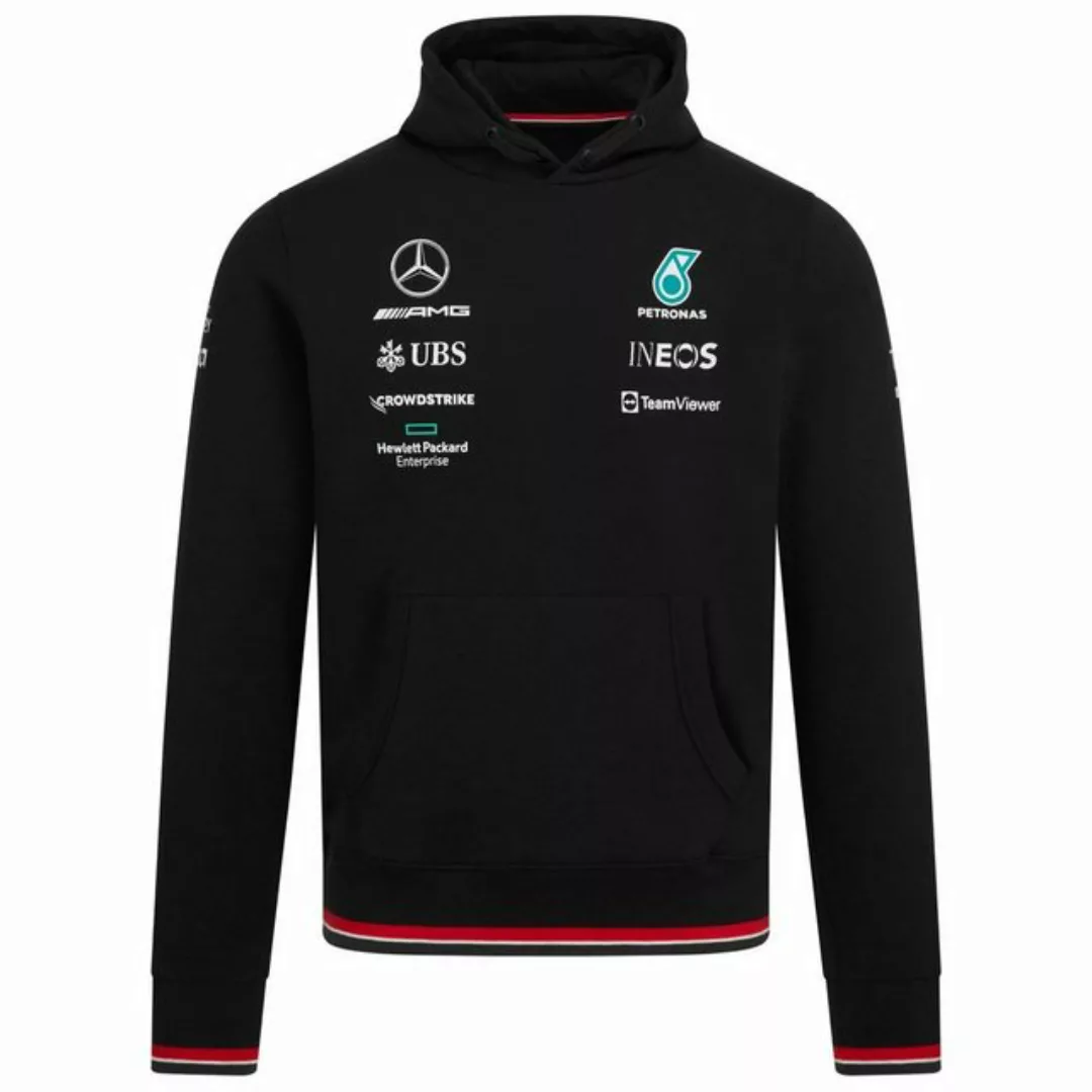 Mercedes AMG Petronas Kapuzenpullover Hoodie Team (Schwarz) großer Schriftz günstig online kaufen