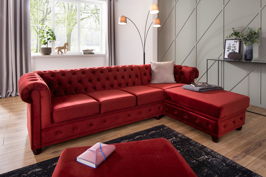 Home affaire Chesterfield-Sofa "New Castle L-Form", hochwertige Knopfheftun günstig online kaufen