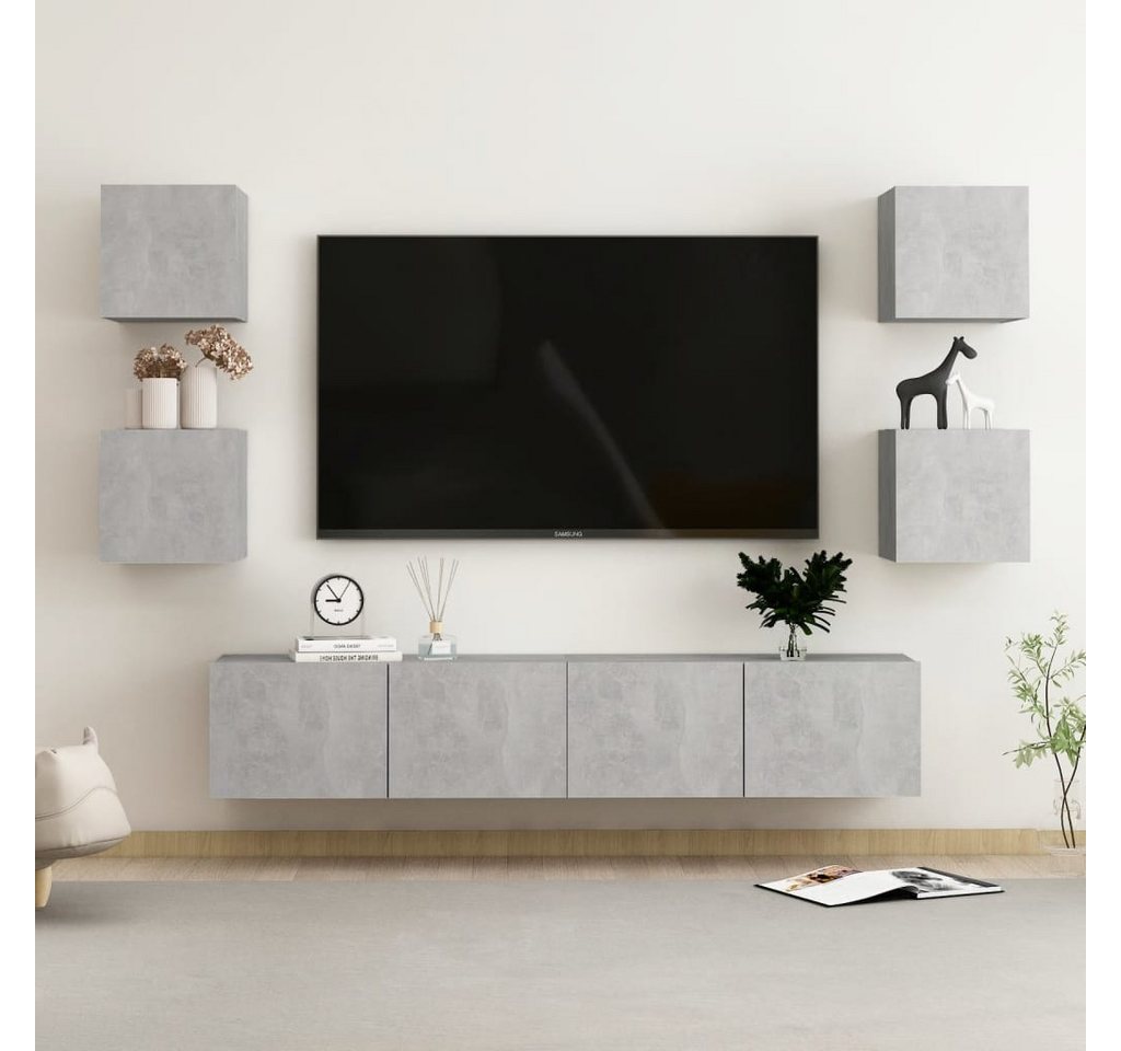 vidaXL TV-Schrank 6-tlg TV-Schrank-Set Betongrau Spanplatte TV-Konsole für günstig online kaufen