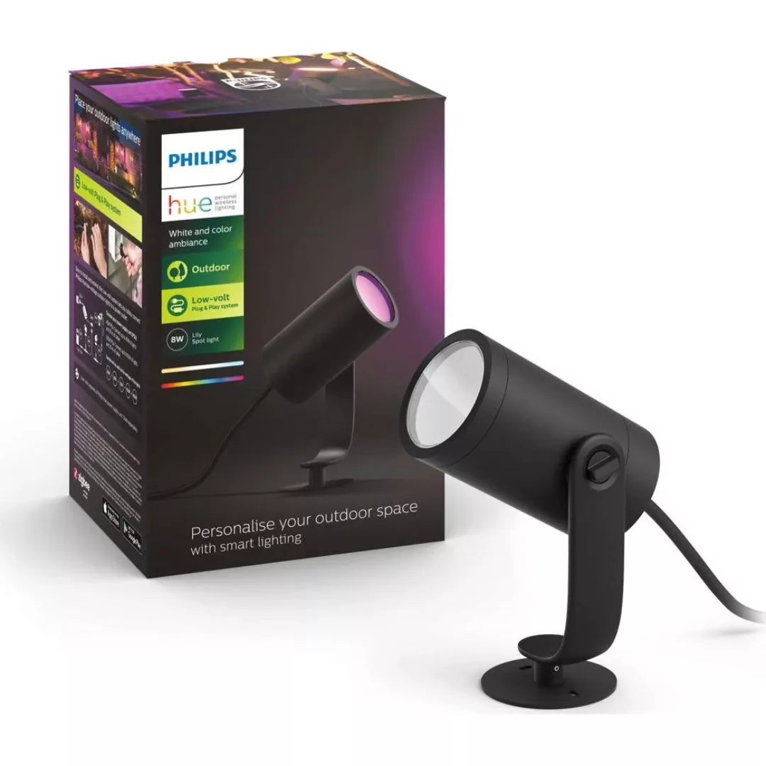 Philips Hue LED-Spot Lily White & Color Ambiance 1-flammig Schwarz Erweiter günstig online kaufen