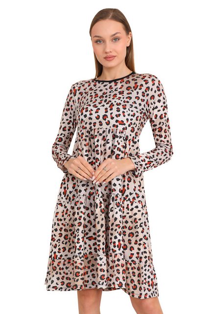 Bongual Midikleid A-Linien-Kleid Stufenkleid Leo Print günstig online kaufen