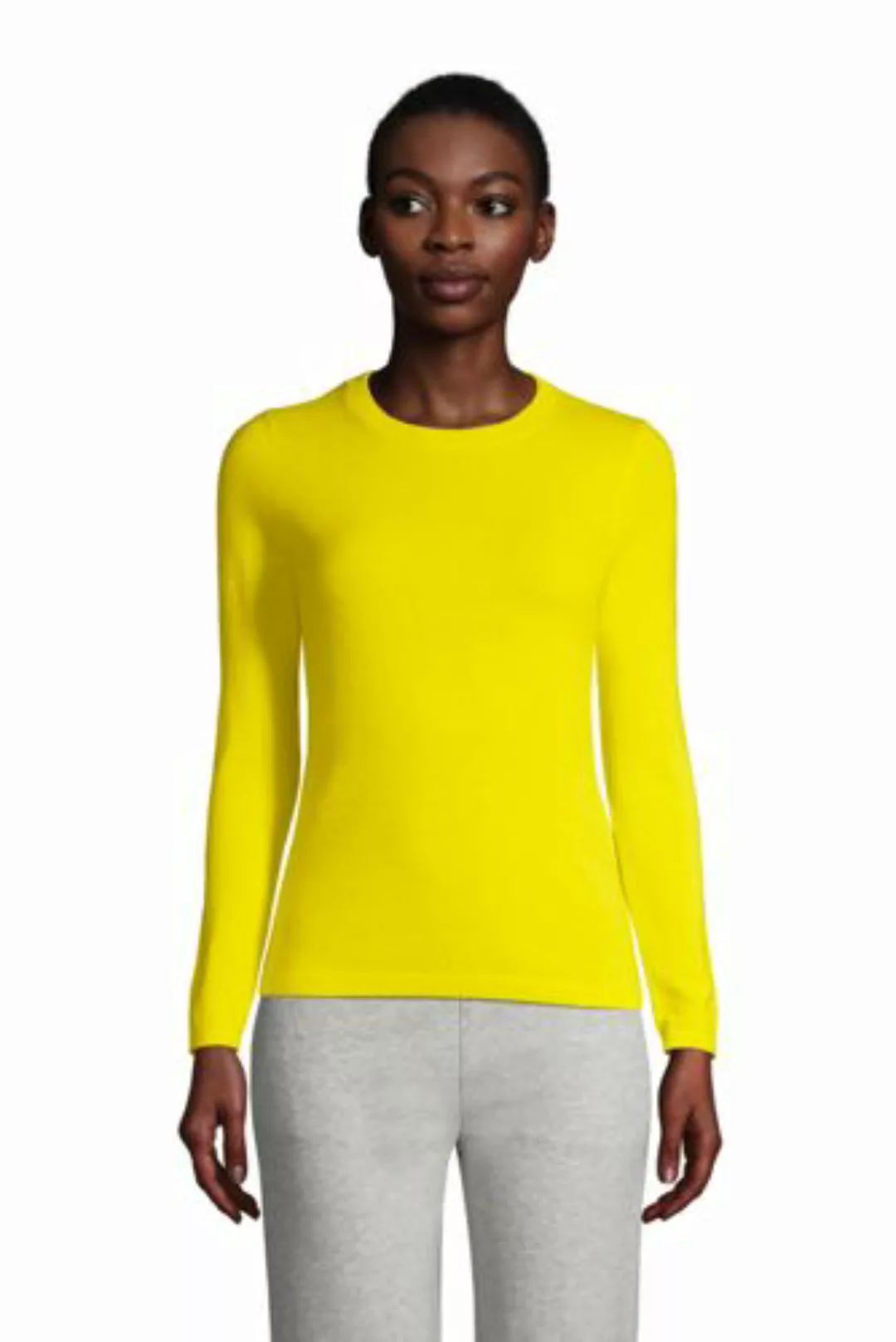 Kaschmir-Pullover mit rundem Ausschnitt, Damen, Größe: S Normal, Grün, by L günstig online kaufen