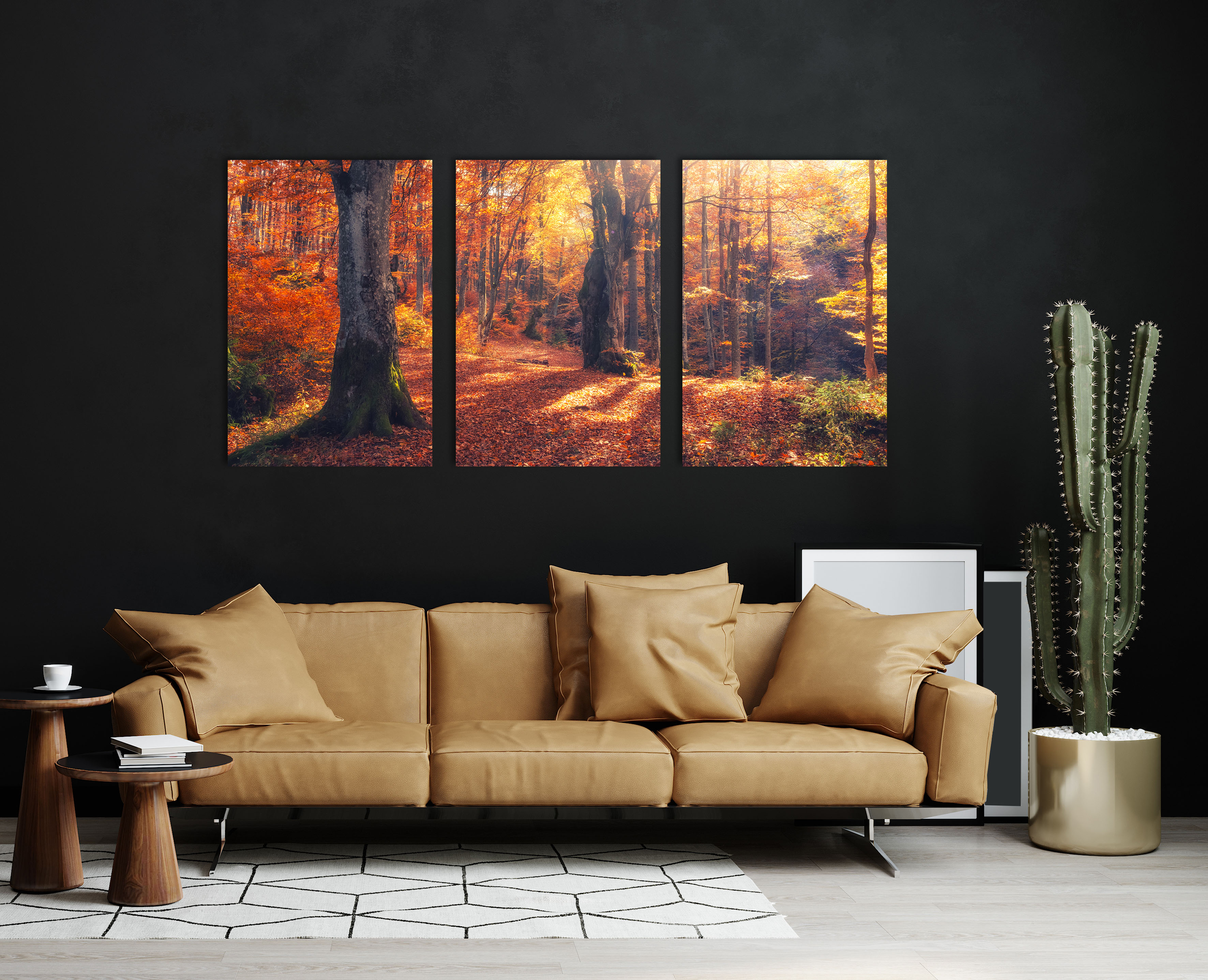 queence Acrylglasbild "Herbstwald 3-teilig", Wald-Waldbilder-Bäume-Baum-Bau günstig online kaufen