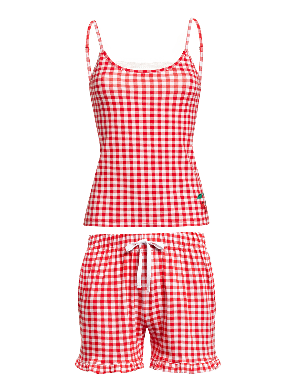 Pussy Deluxe Red Plaid Damen Pyjama rot allover günstig online kaufen