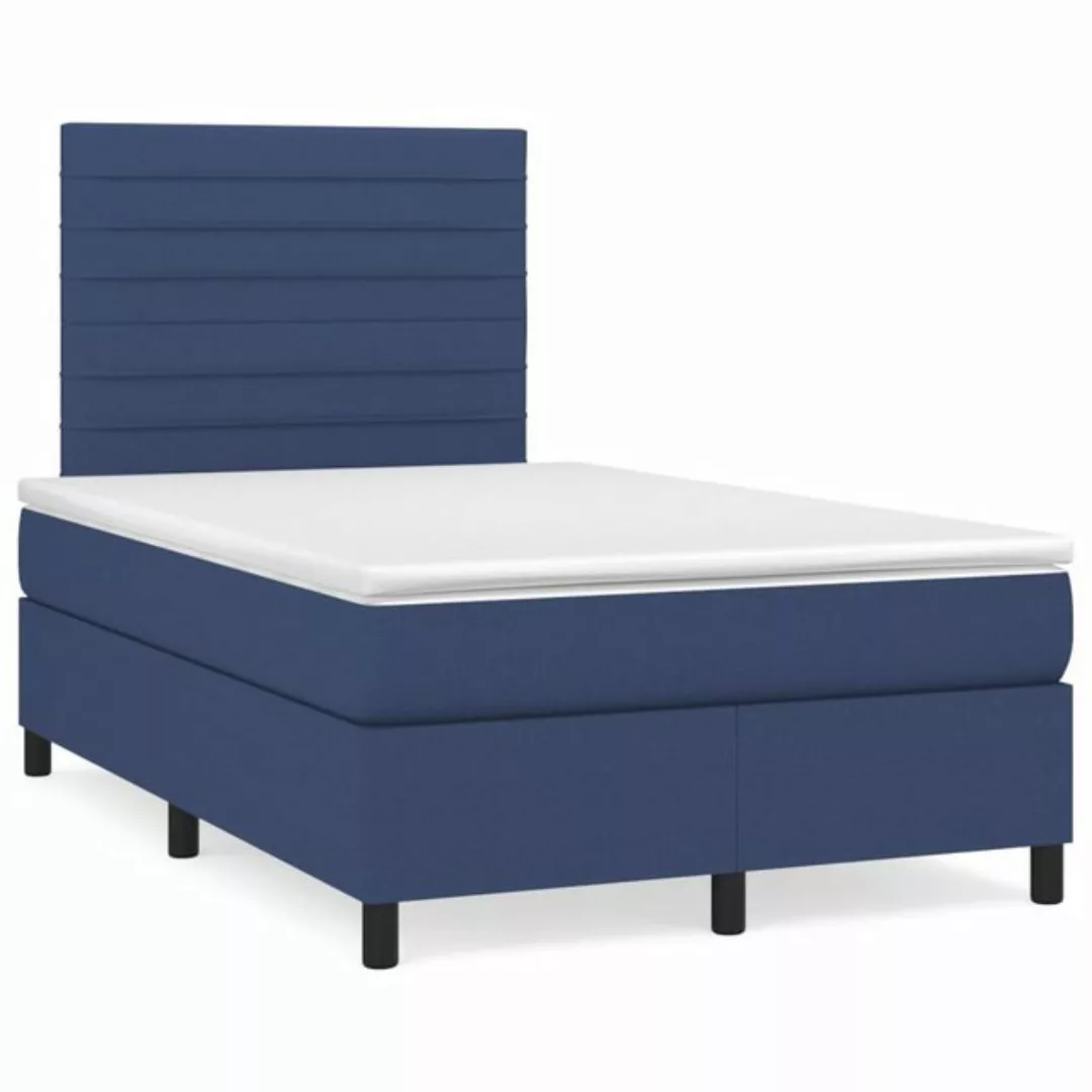 vidaXL Boxspringbett Boxspringbett mit Matratze Blau 120x200 cm Stoff Bett günstig online kaufen