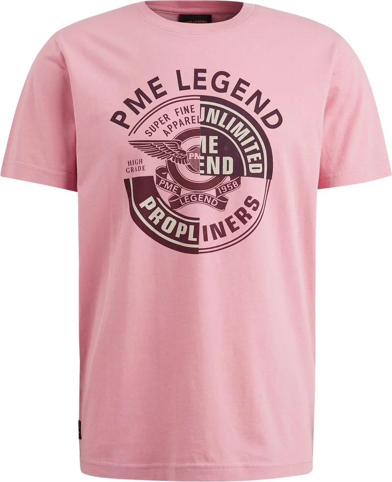 PME Legend Single Jersey T-Shirt Druck Rosa - Größe L günstig online kaufen