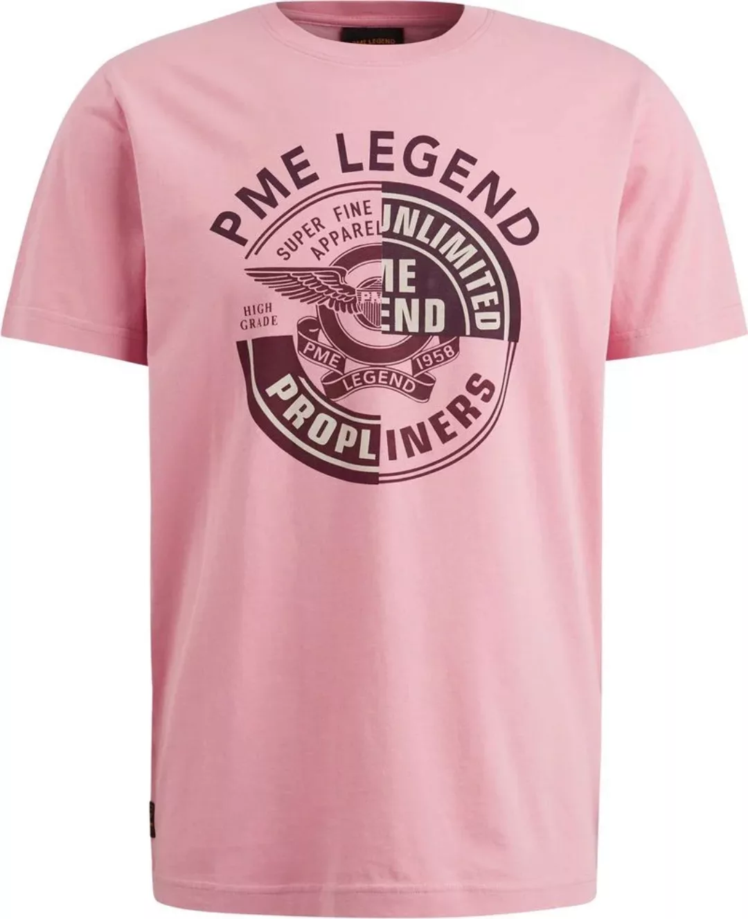 PME Legend Single Jersey T-Shirt Druck Rosa - Größe M günstig online kaufen