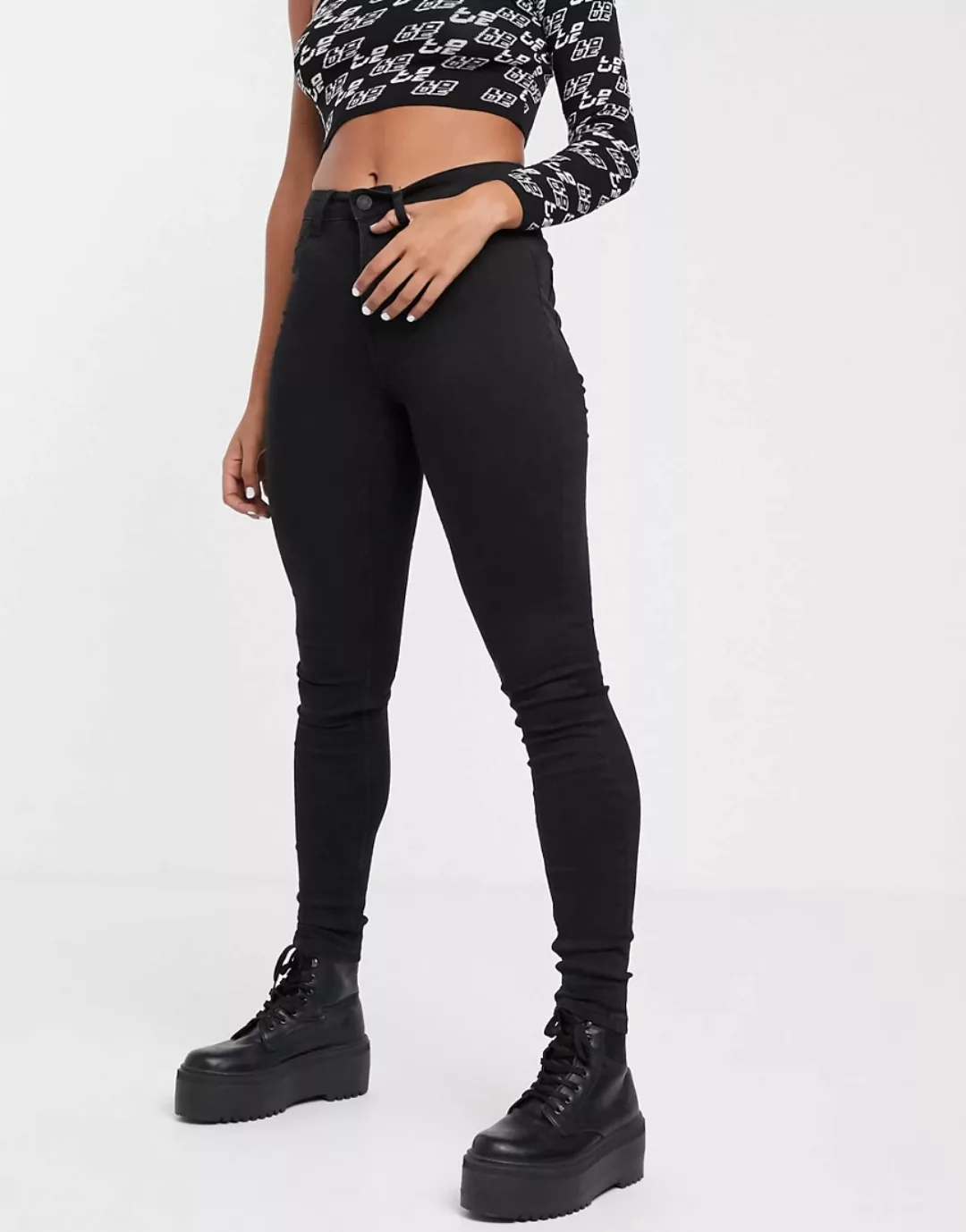Noisy May Callie High Waist Skinny Vi023bl Jeans 34 Black Denim günstig online kaufen