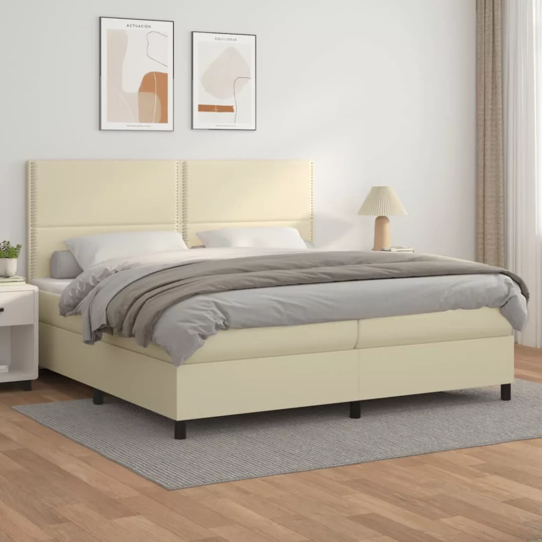 Vidaxl Boxspringbett Mit Matratze Creme 200x200 Cm Kunstleder günstig online kaufen