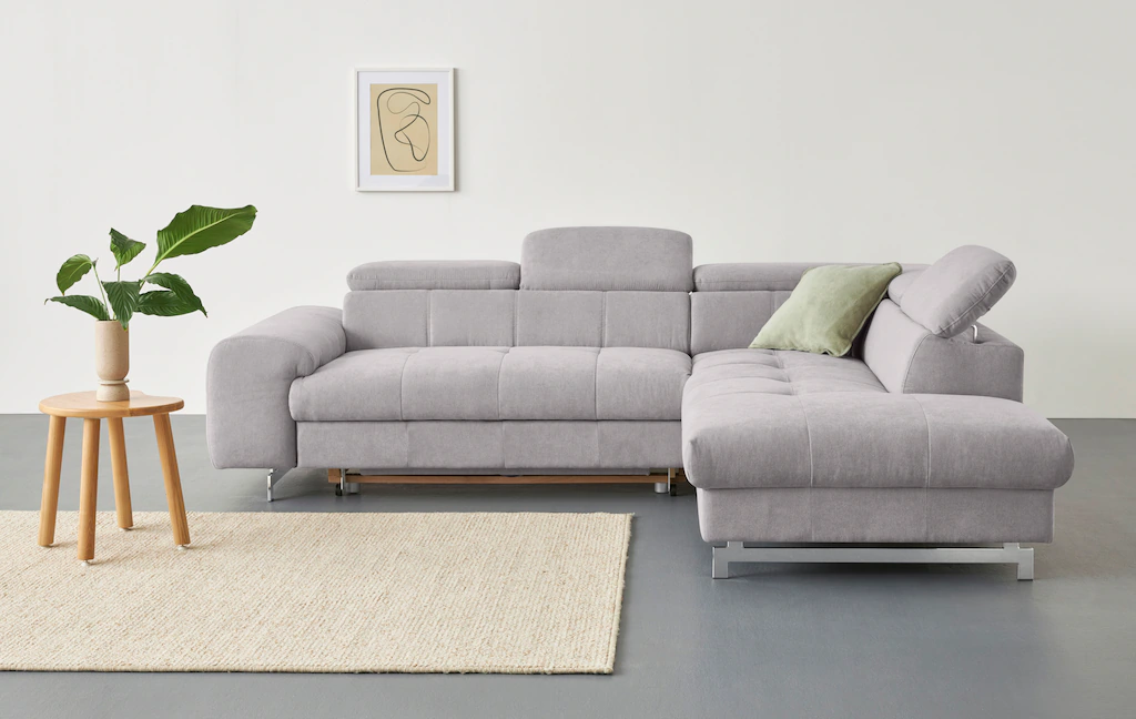 COTTA Ecksofa "Chef L-Form", mit Kopfteilverstellung, edle Metallkufen, wah günstig online kaufen