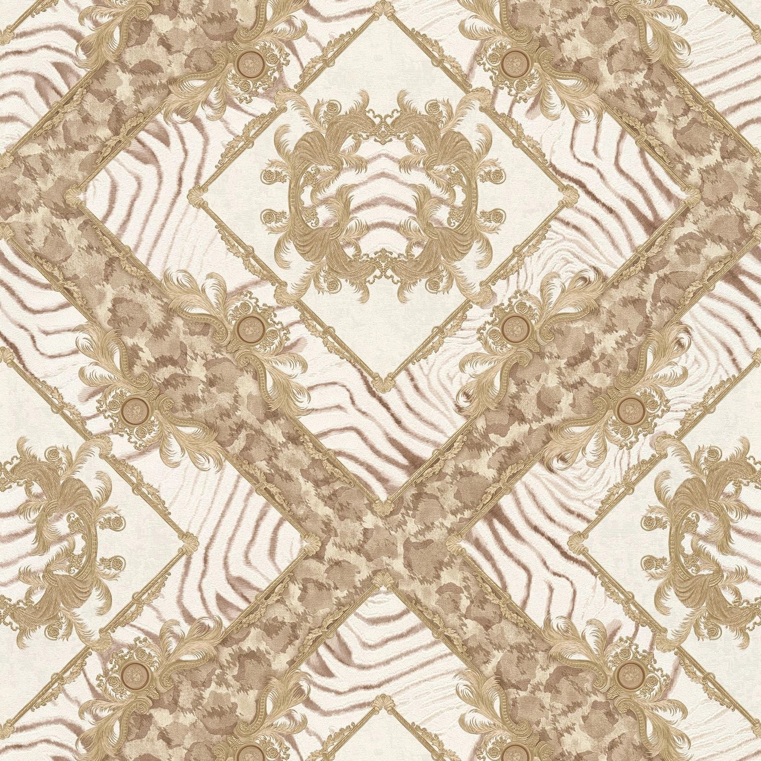 PROFHOME 349041-GU Exklusive Tapete Ornament schimmernd Beige Weiß Creme 7, günstig online kaufen