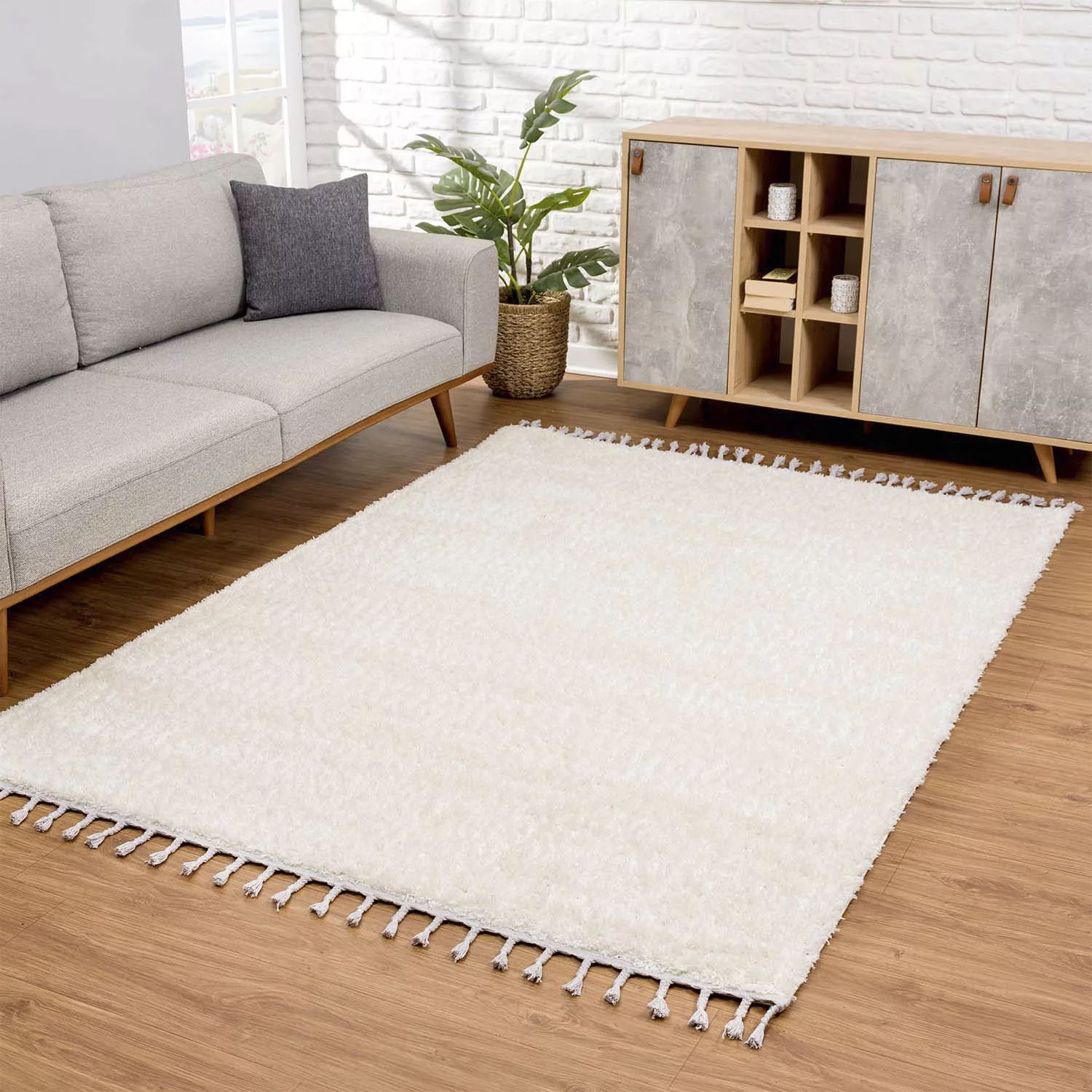 carpet city® Shaggy Pulpy Uni Einfarbig 100 Creme creme Gr. 80 x 150 günstig online kaufen